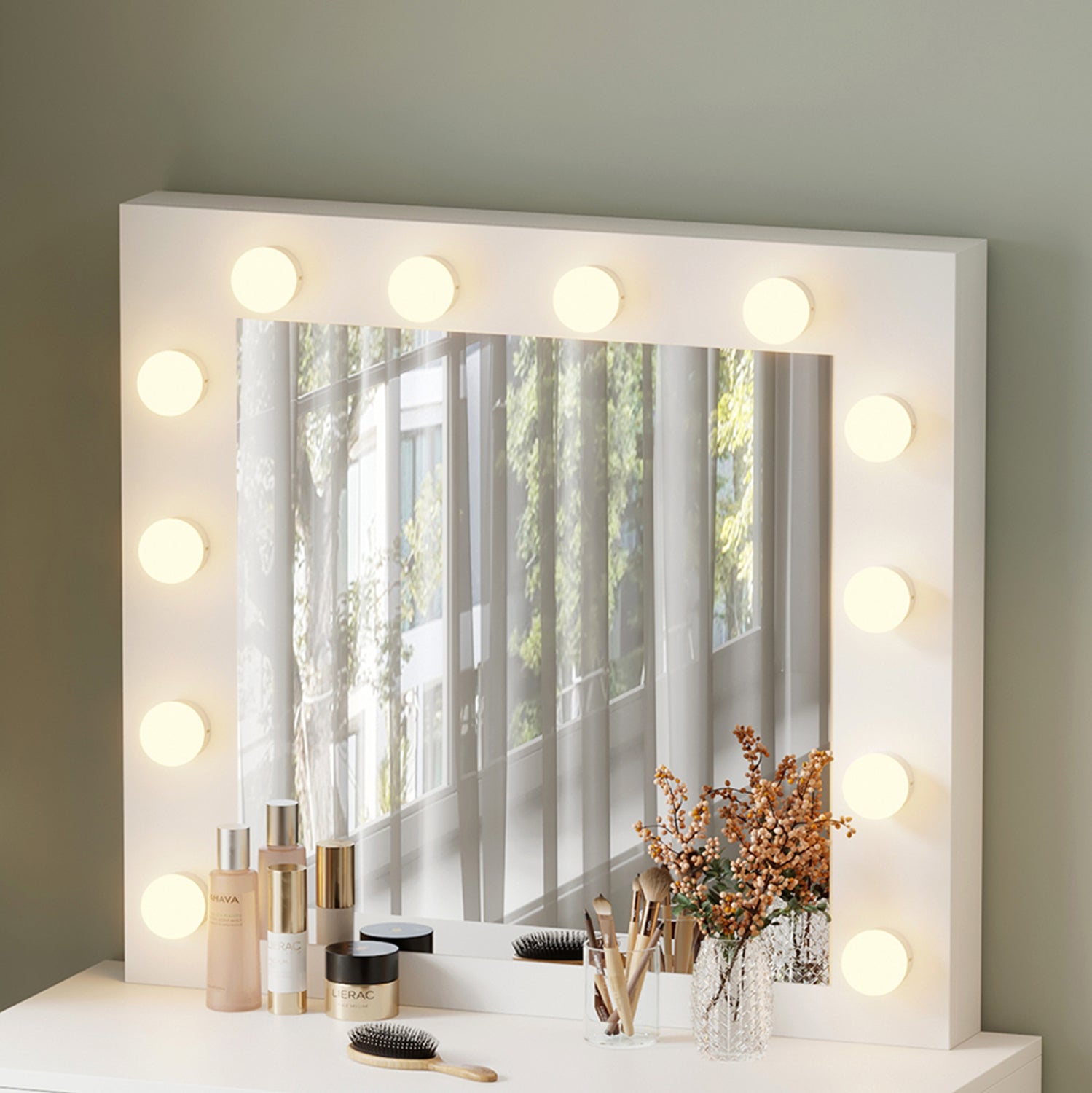 Тоалетка BEYON с led осветление и чекмеджета/ меламин в бяло 80x40x140см