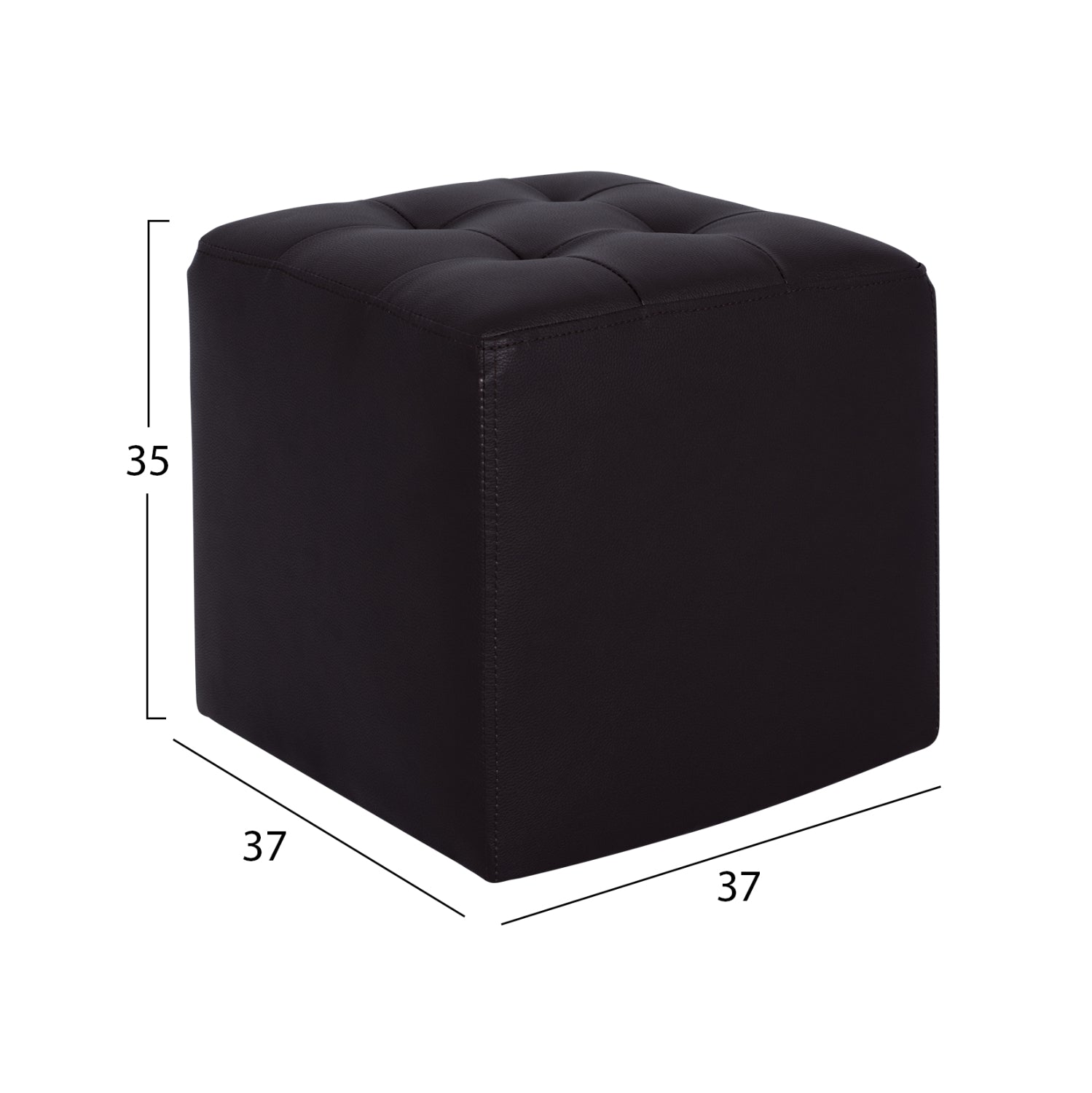 Пънк черна pu табуретка 37x37x35см.