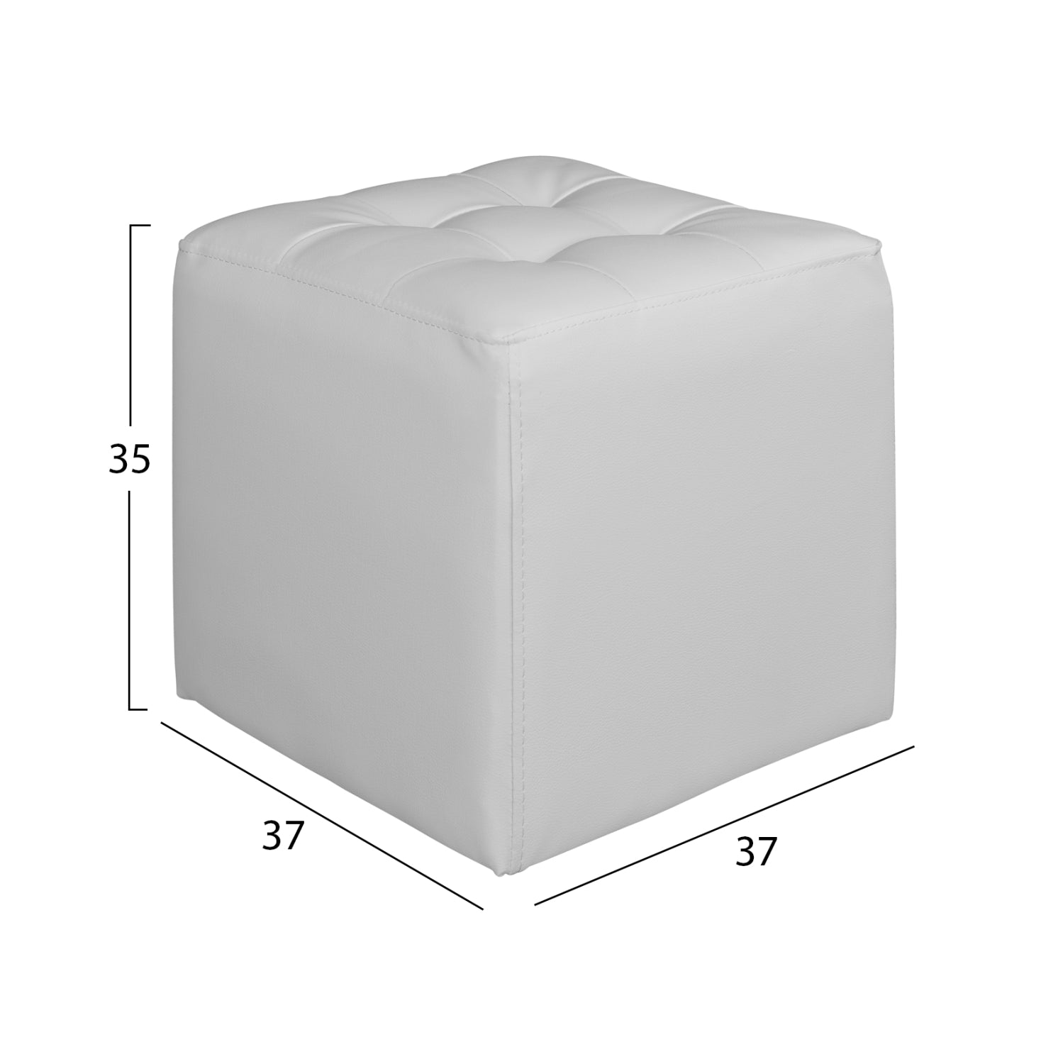Табуретка 37х37х35см с pu бял пънк