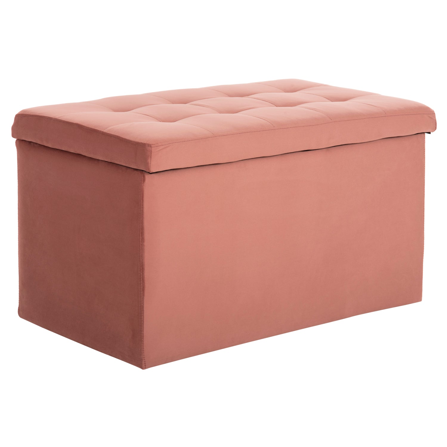 Табуретка-куфар с място за съхранение, цвят пънк, изгнила ябълка, кадифе, 90x50x52см