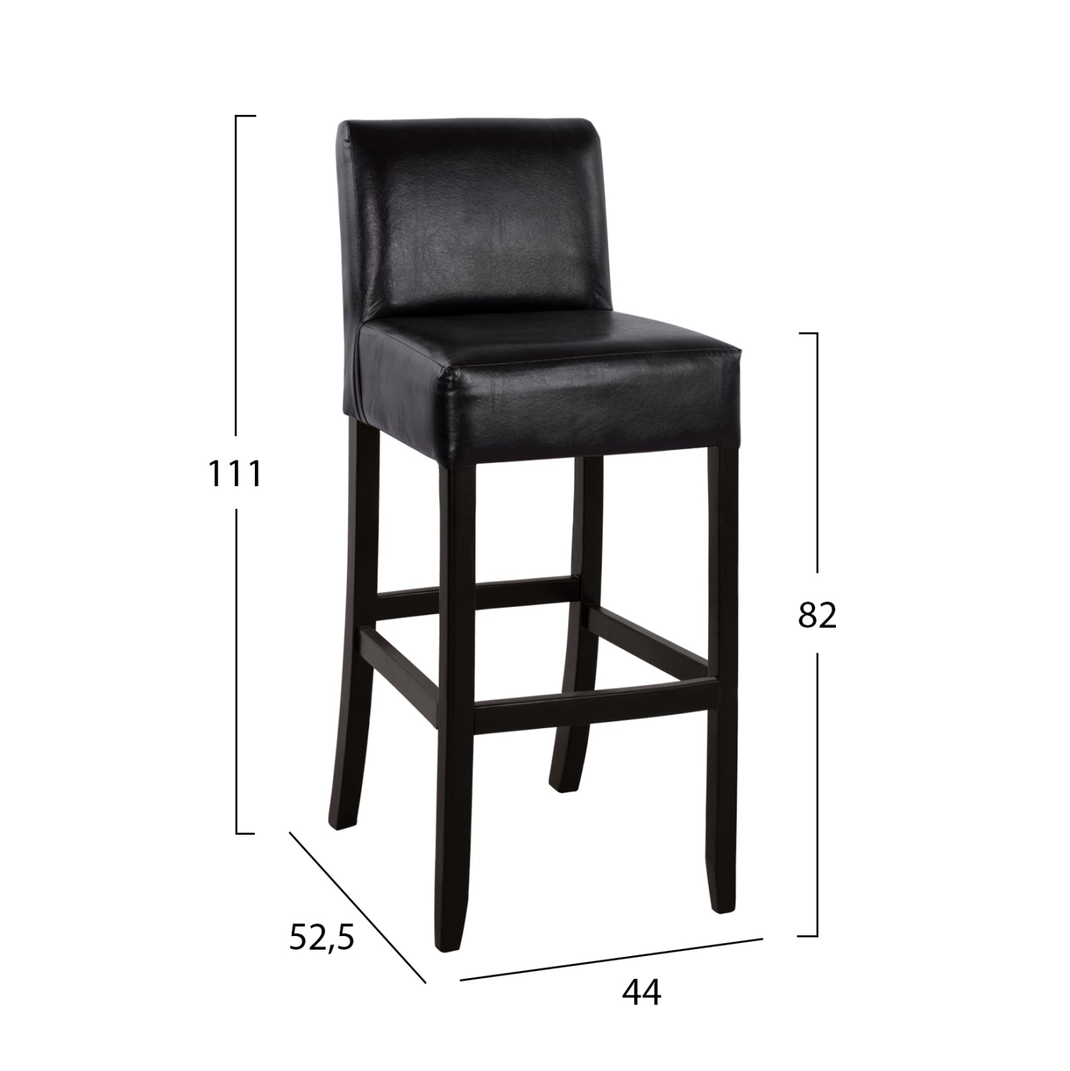 Бар стол Родос бук с pvc облегалка кафяв  44x52.5x111 см
