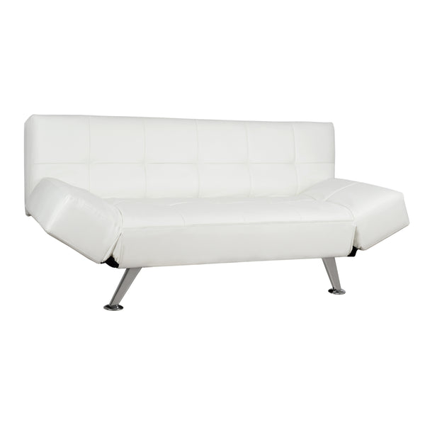 Разтегателен диван ТHOM със сгъваеми подлакътници, бял, pu, 189x93x82см