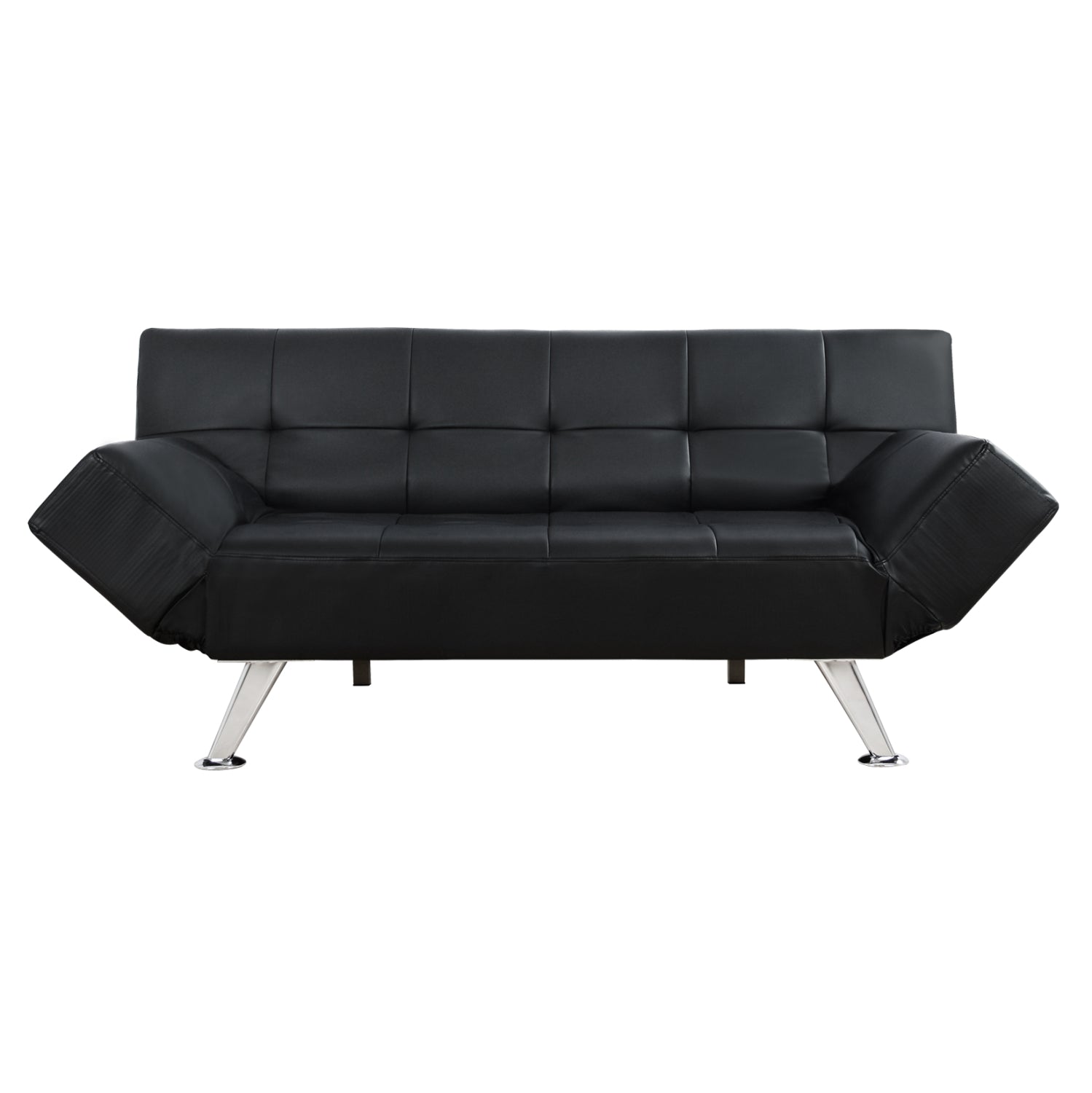 THOM разтегателен диван  със сгъващи подлакътници черен pu 189x93x82 см.
