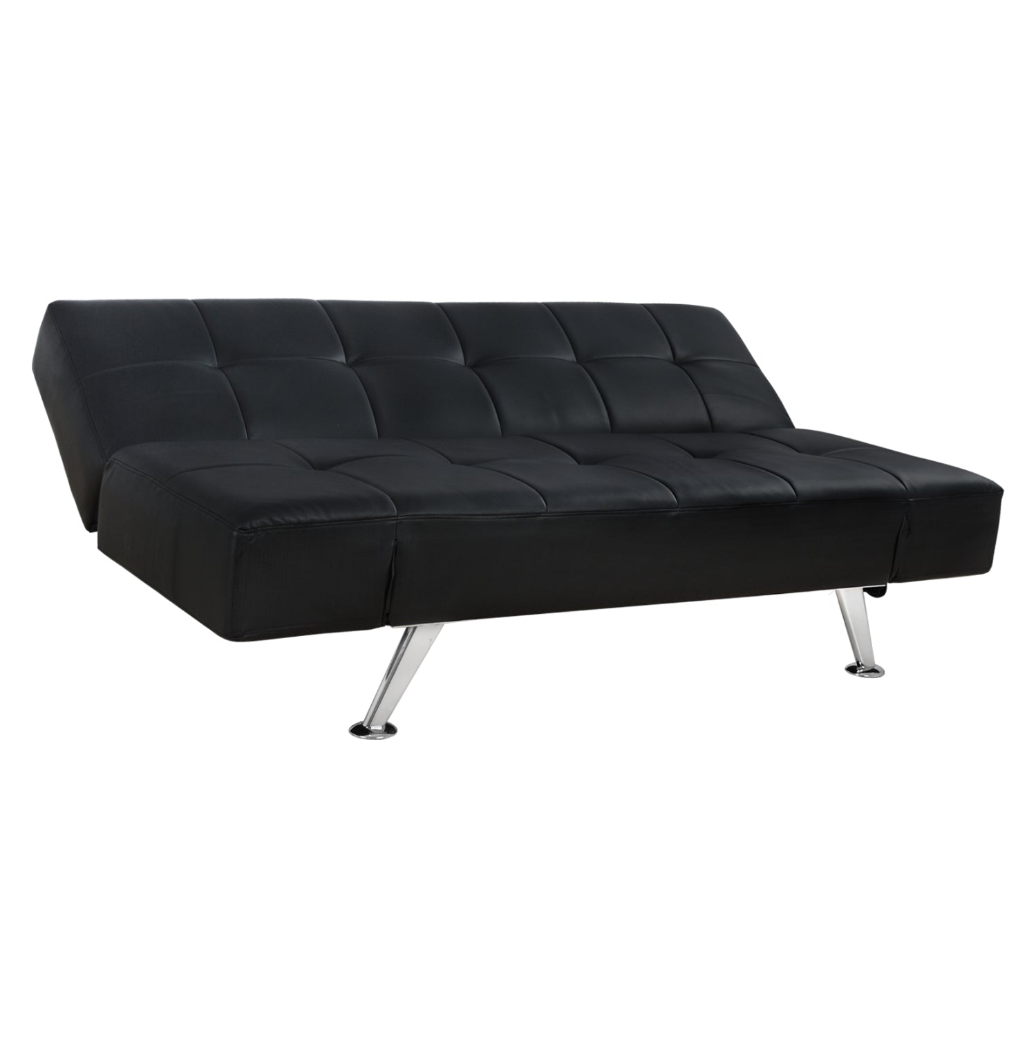 THOM разтегателен диван  със сгъващи подлакътници черен pu 189x93x82 см.