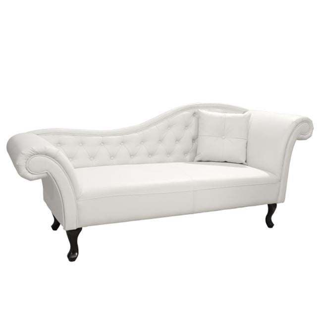 Диван-лежанка CHESTERFIELD - бял цвят 190х61х84