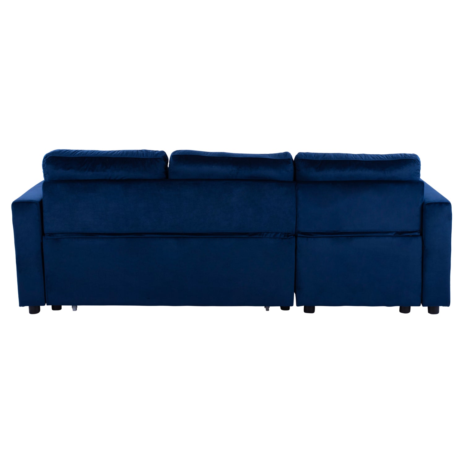 Ъглов разтегащ диван Wayne 224x147x85см кадифено синьо
