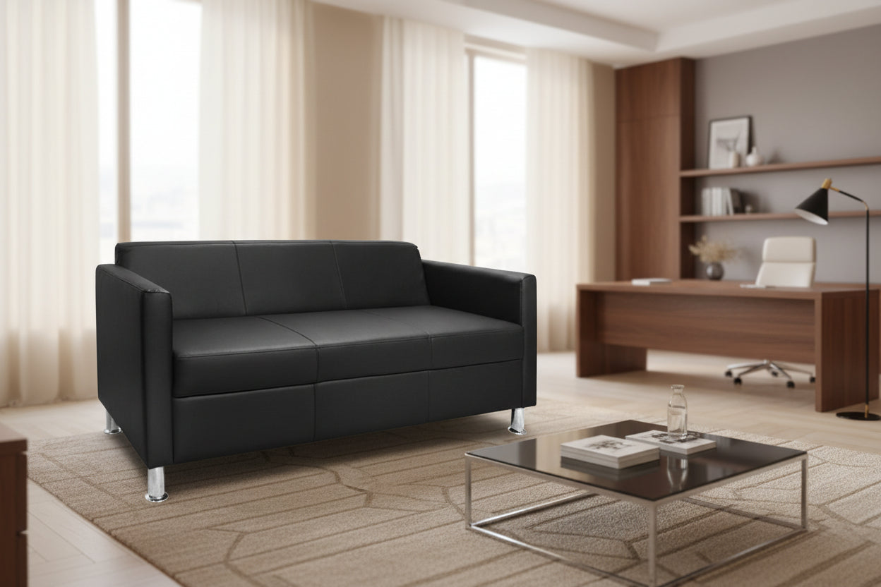 Триместен диван CUBO черен  PU /173χ71χ73