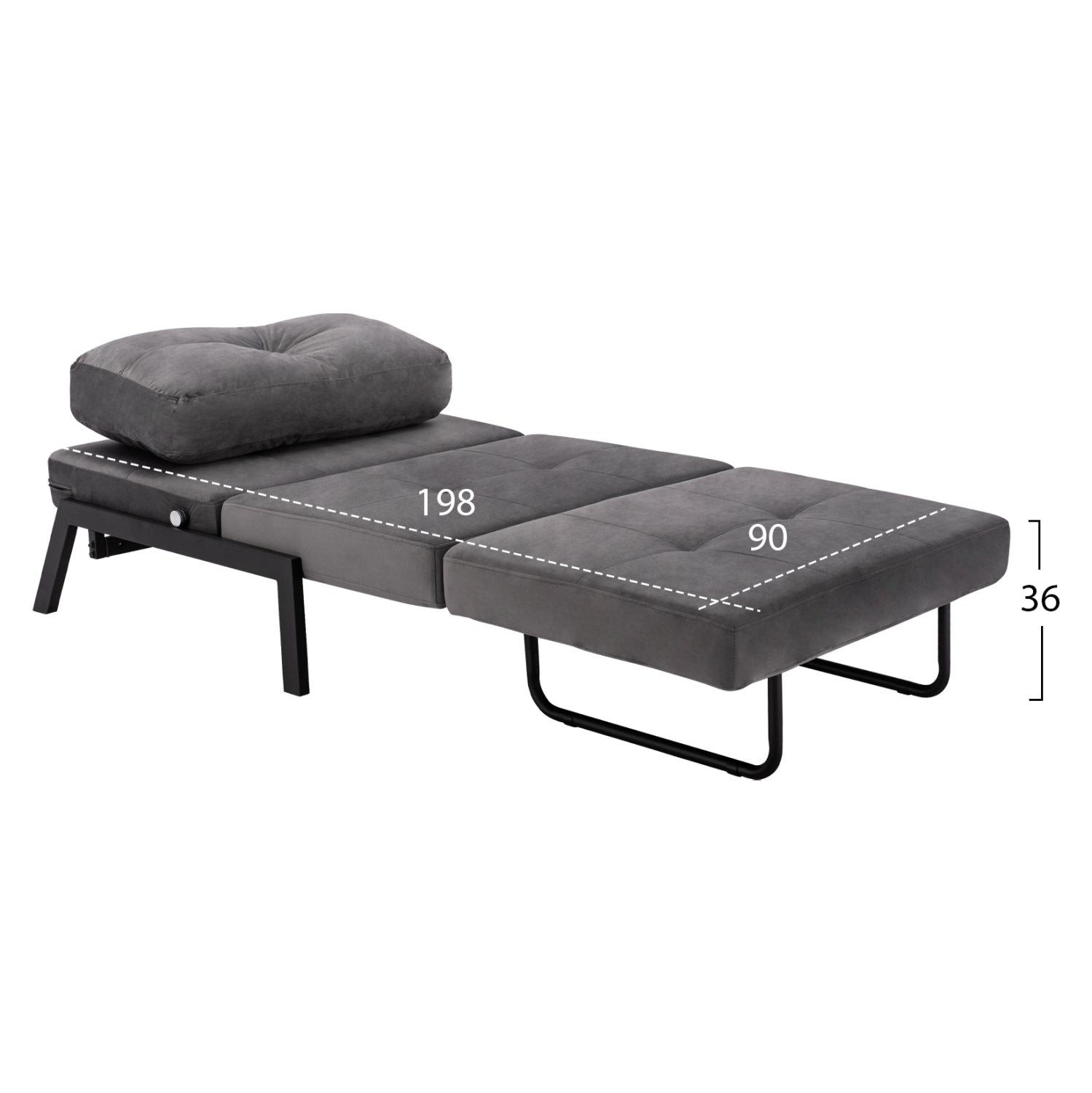 Легло-фотосел в сиво кадифе 95x92x66в см