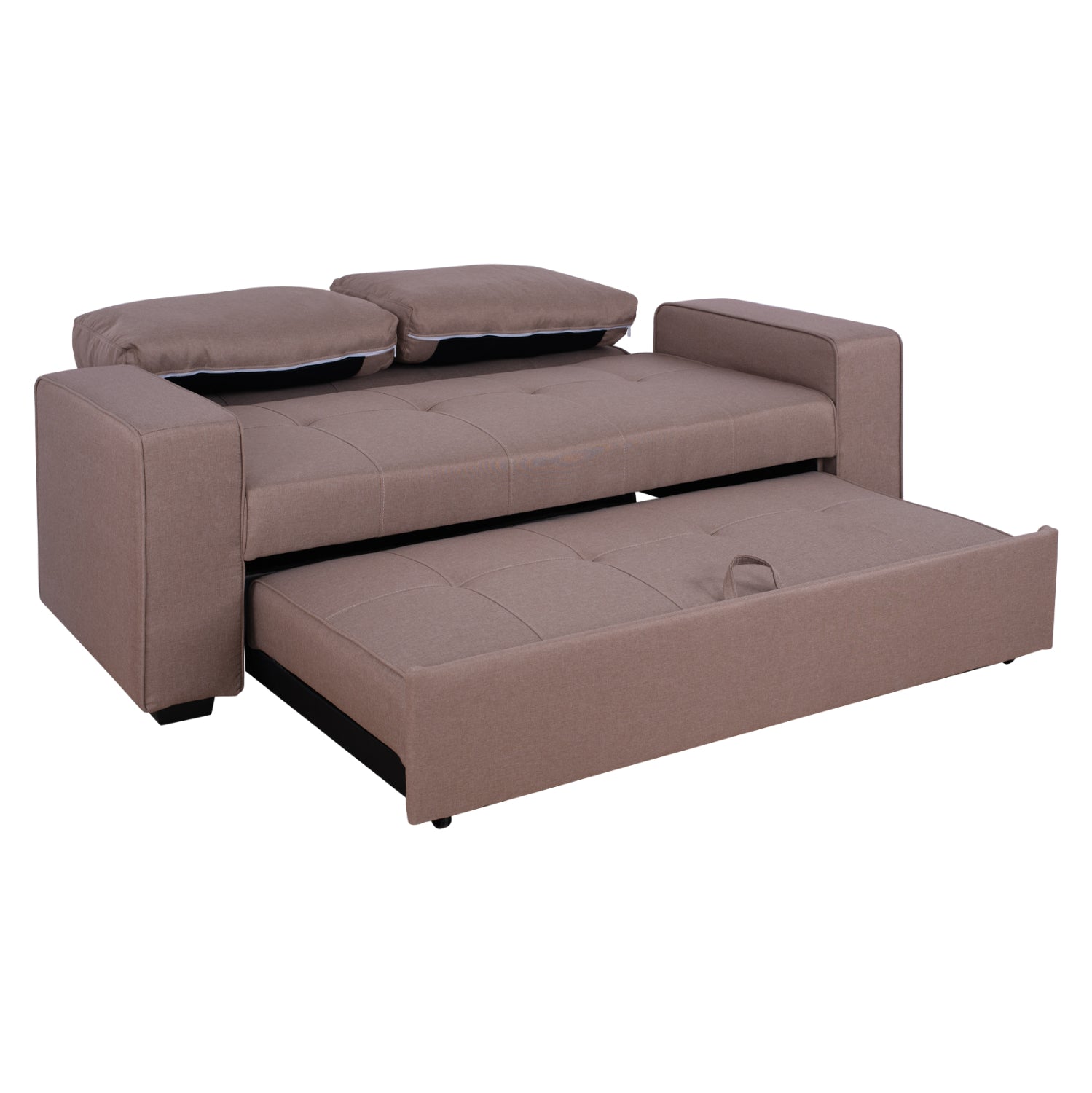 Разтегателен диван канна 2-местен с бежов плат 175x100x83 см