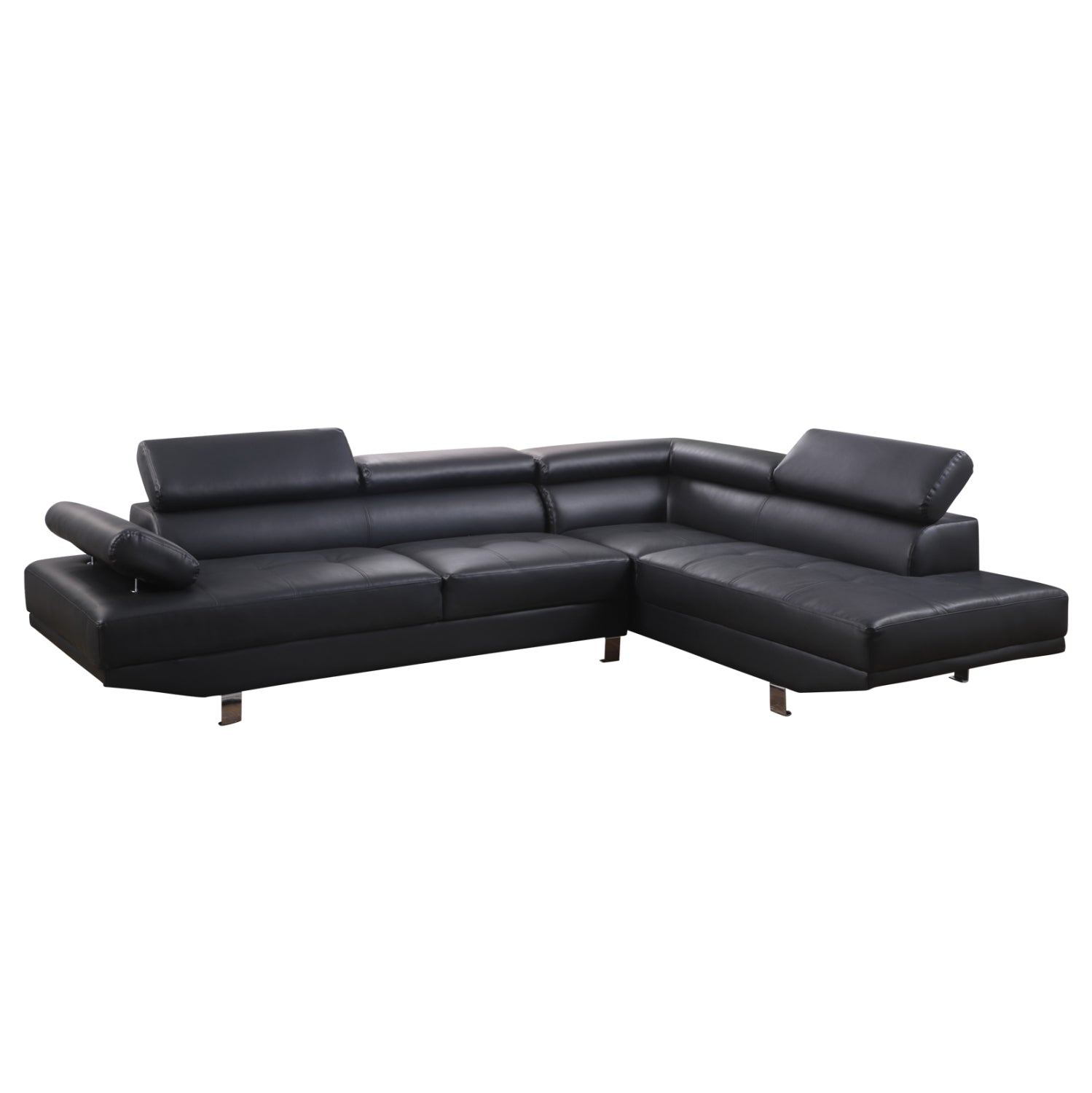 Десен ъглов диван GORO КГ3085.10R черен pu 270x200x87h см