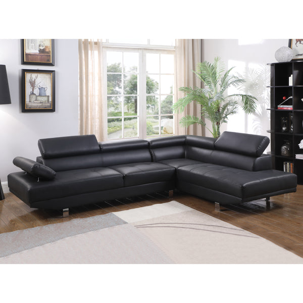 Десен ъглов диван GORO КГ3085.10R черен pu 270x200x87h см
