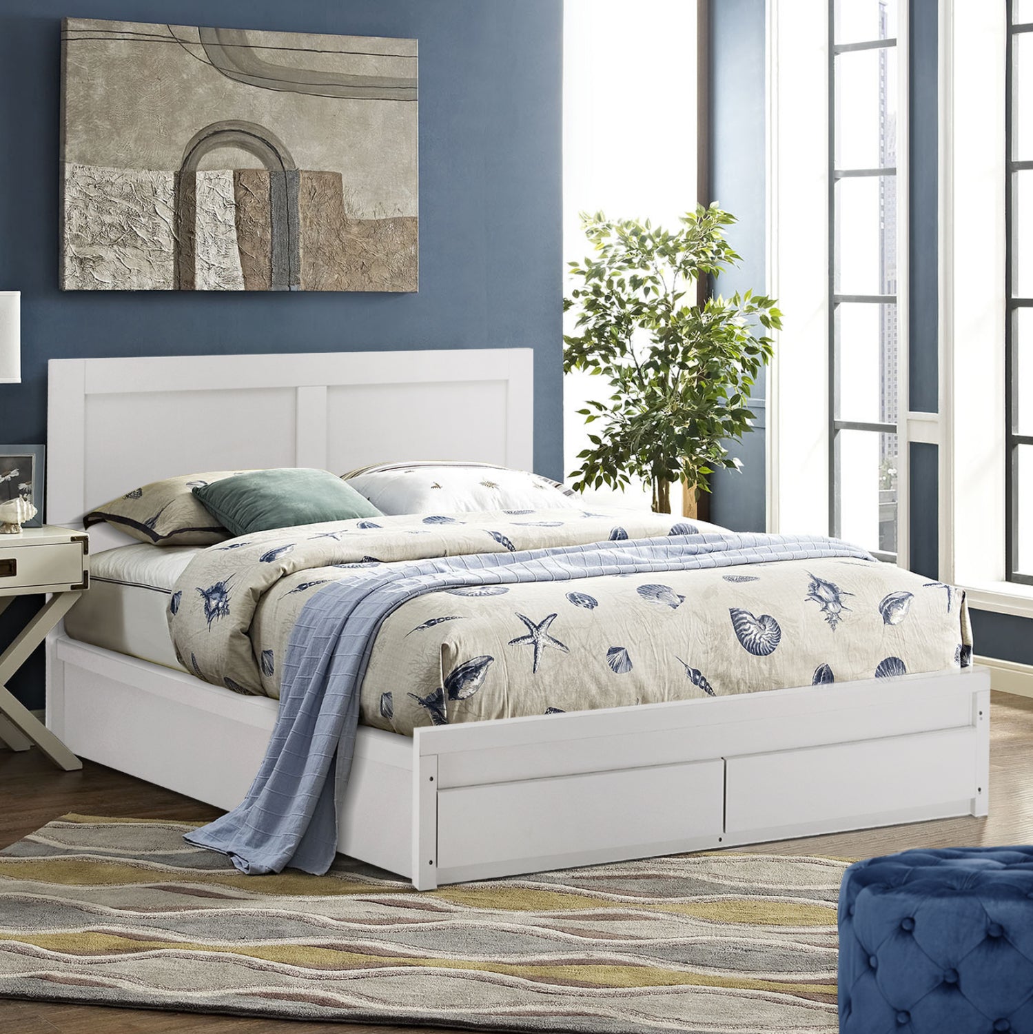 Легло CAPRI  с 2 чекмеджета бял цвят  150x200 см
