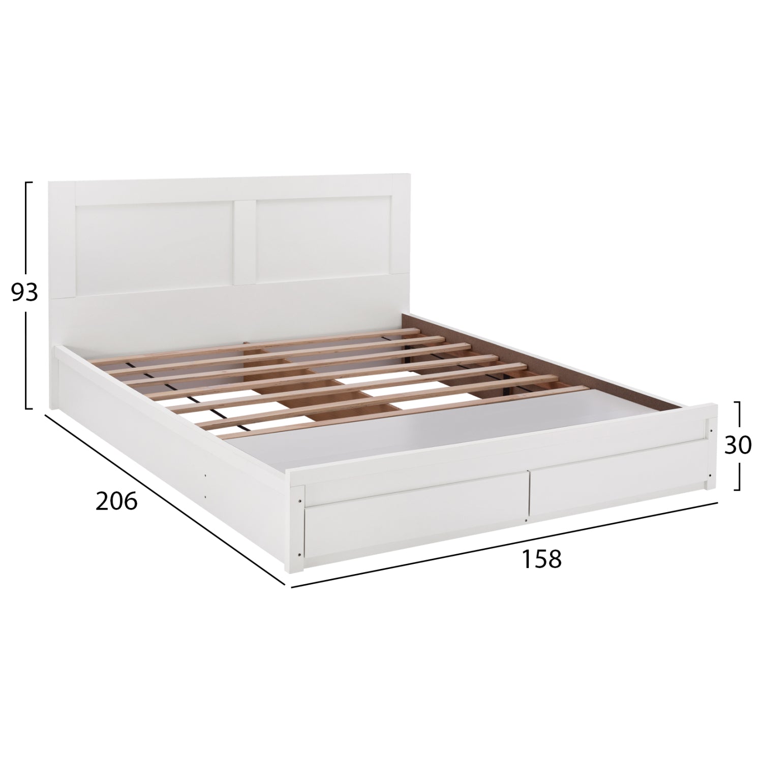 Легло CAPRI  с 2 чекмеджета бял цвят  150x200 см