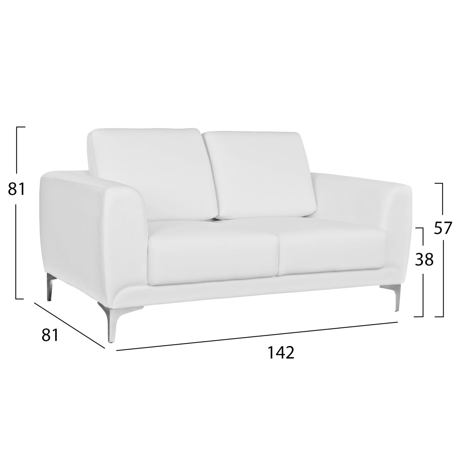 Диван KΕΝΖΙΕ бял цвят 142x81x81см