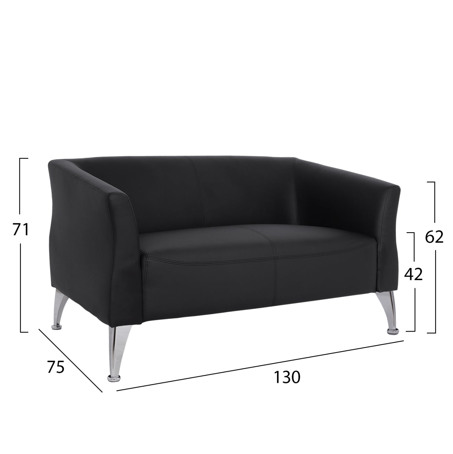Диван  KIANA черен цвят  PU  130x75x71см