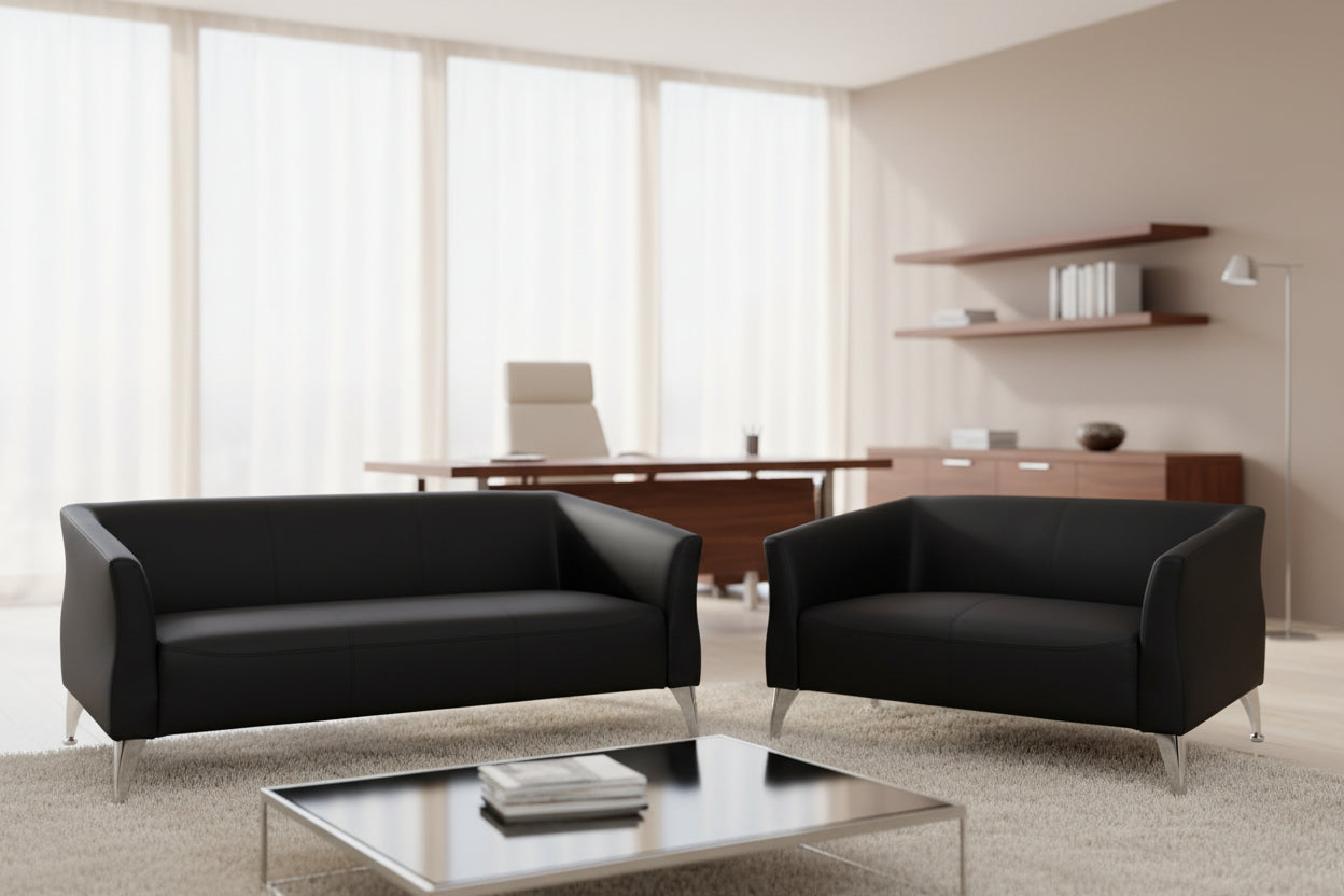 Комплект за хол KIANA от 2 части с черен pu материал КГ11285.01