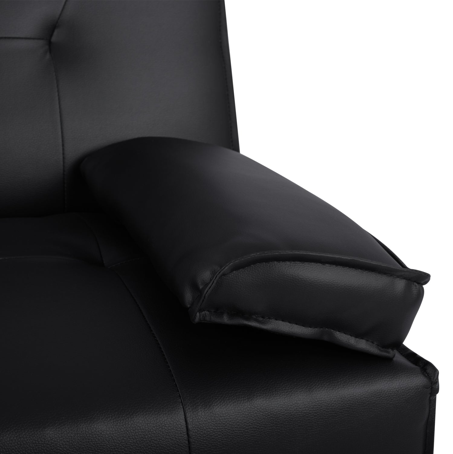 Benin разтегателен диван с черен pu 165x76,5x79 см и сгъваема ръкана