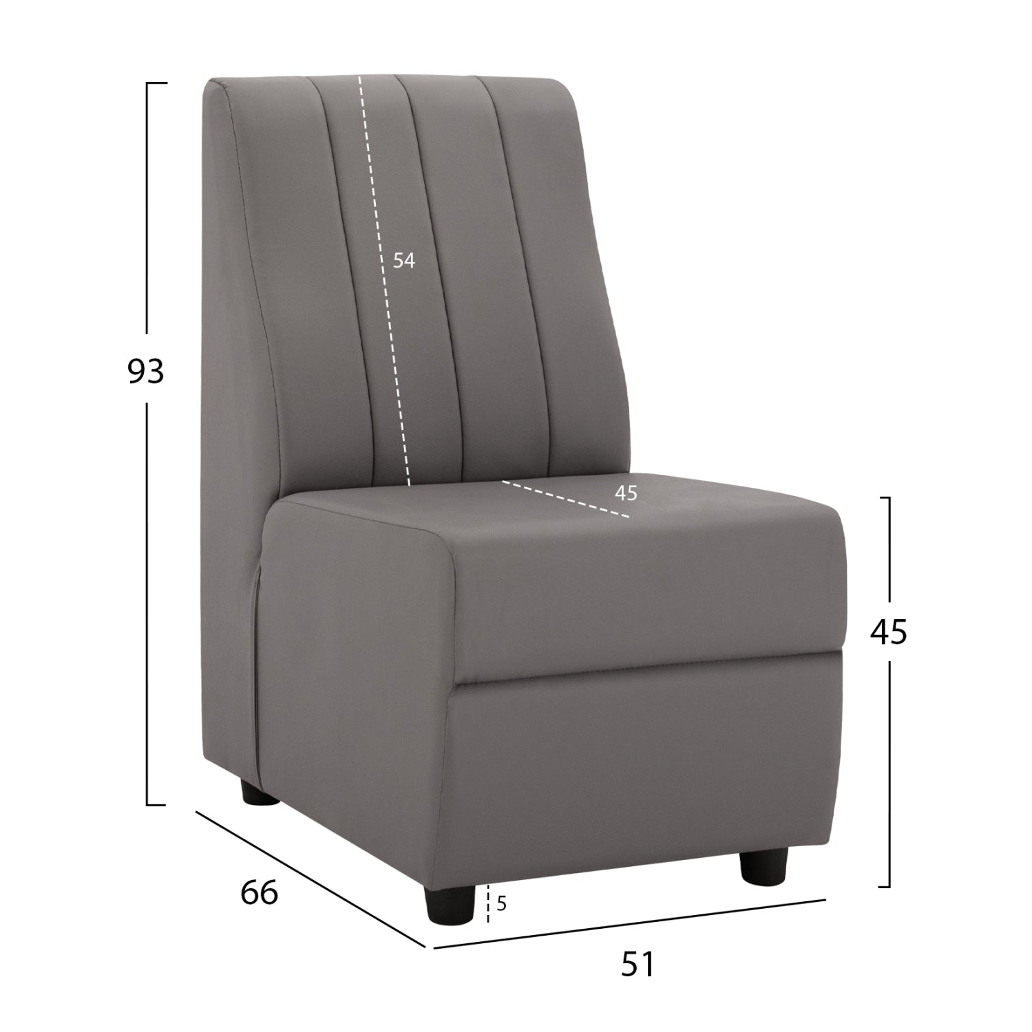 Кресло Ландон сив цвят  изкуствена кожа 51x66x93