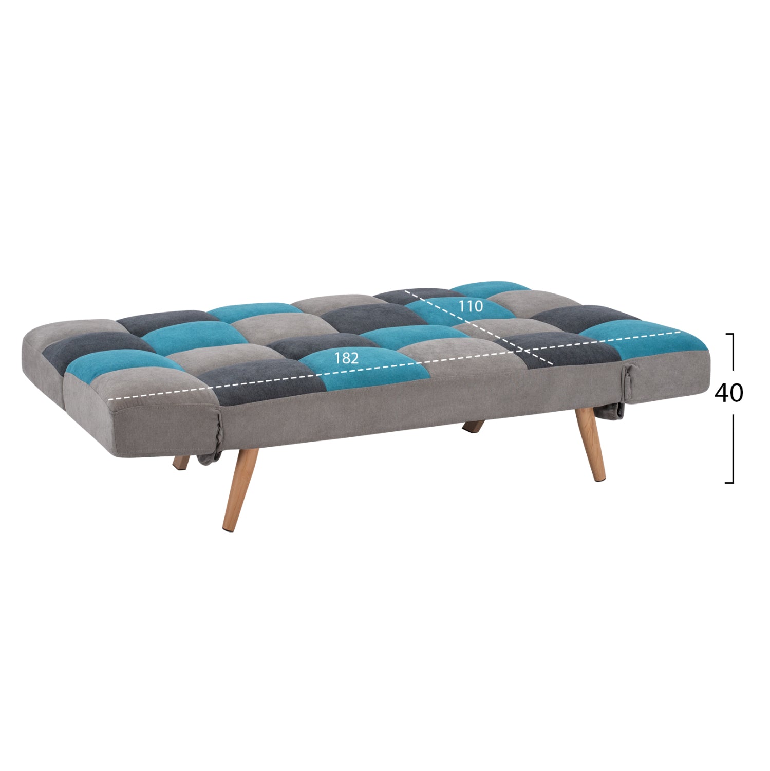 Разтегателен диван многоцветен 3-местен 182x80x88см