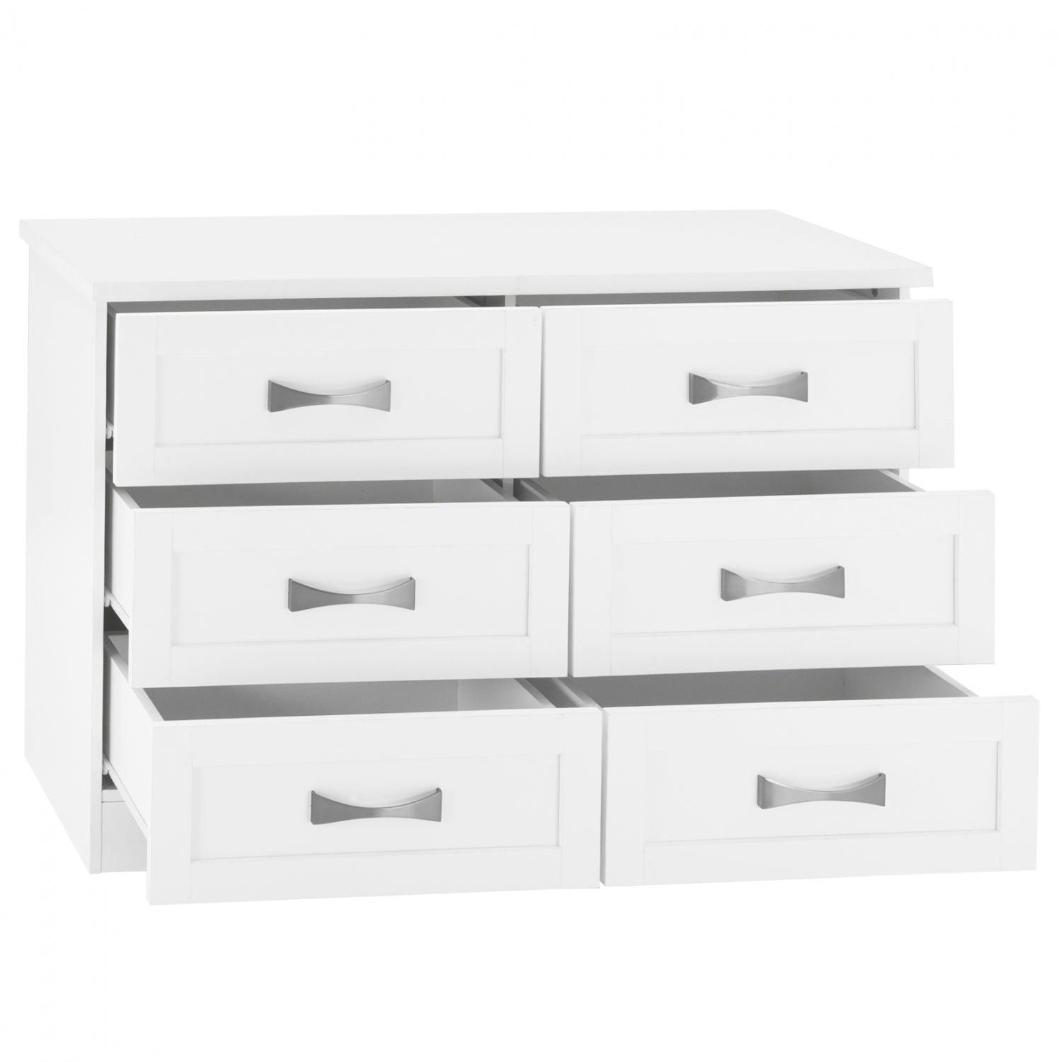 Скрин с 6 чекмеджета, бял, 120x40x76см