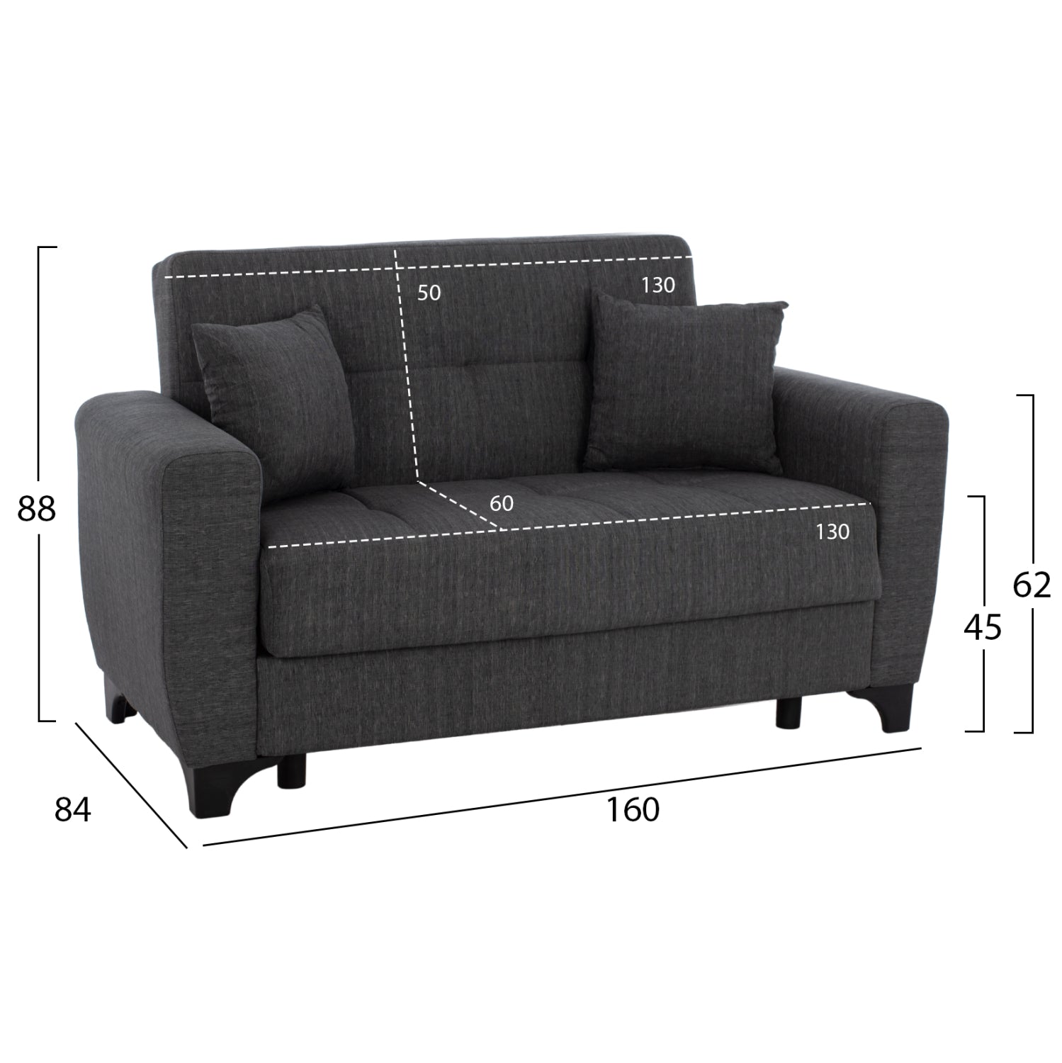 Диван HEMA сив цвят 160x84x88 см