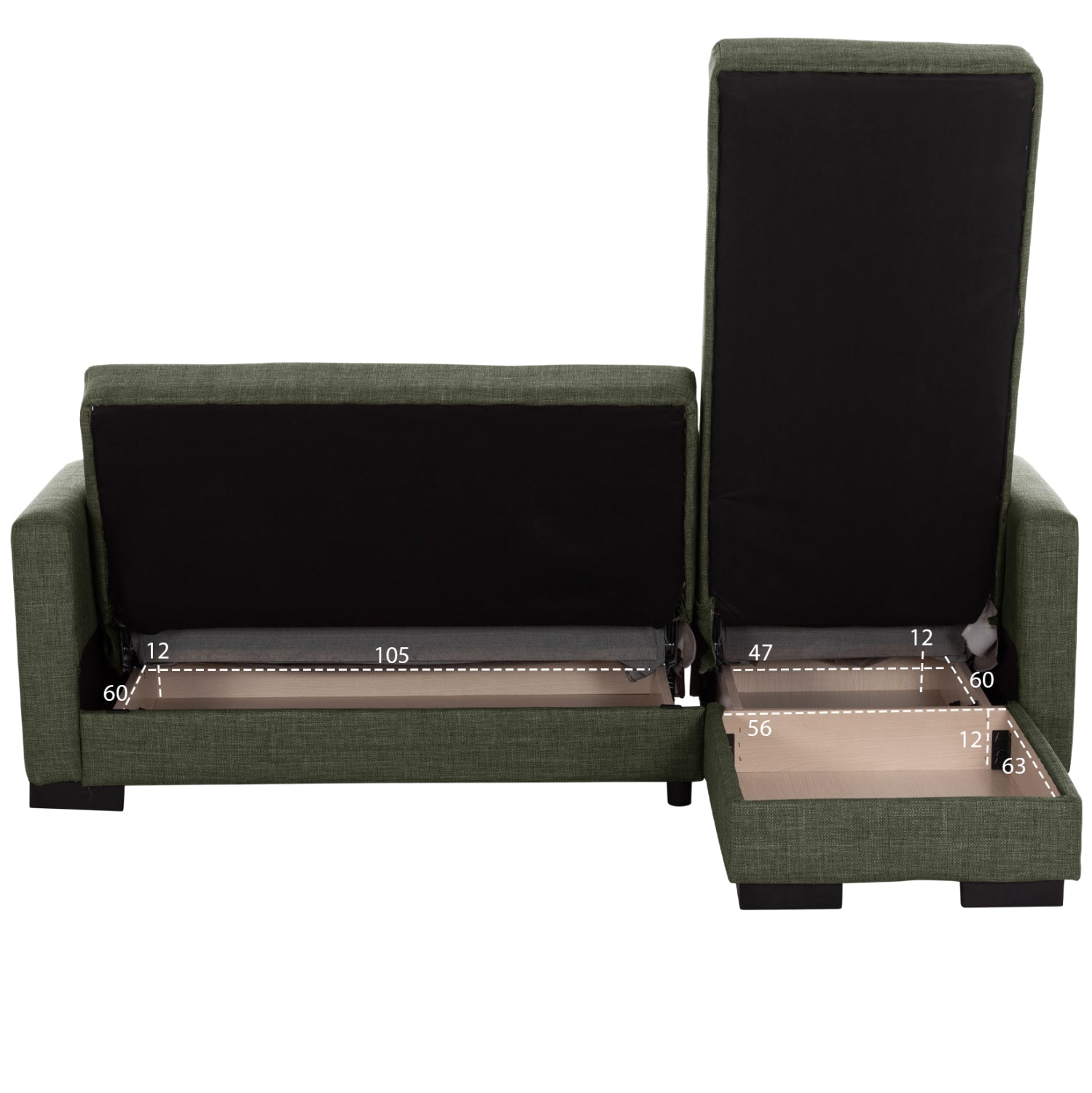 Ъглов дивантъмно зелен цвят