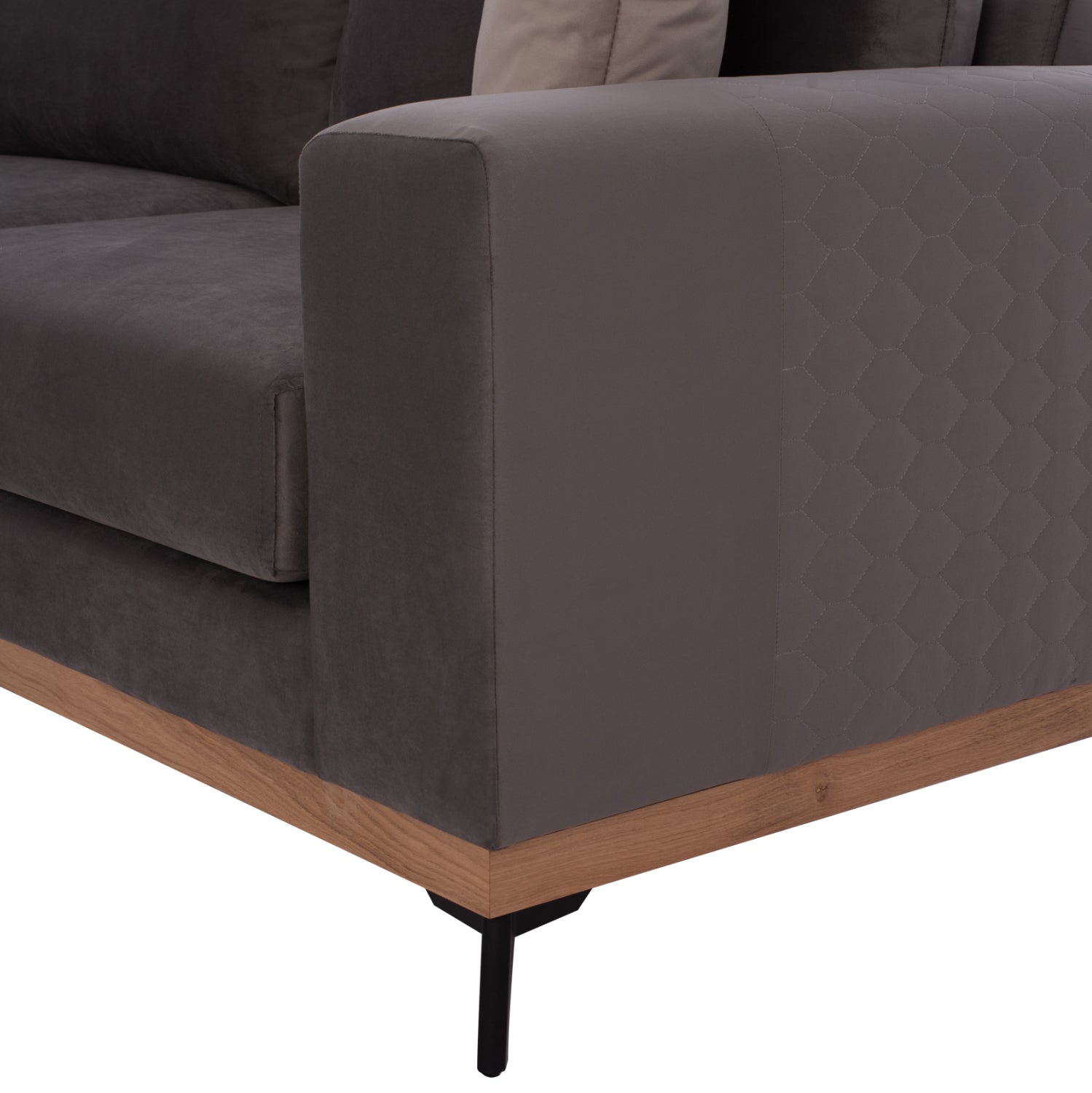 Ляв ъглов диван mesina сив alexia платов 290x240x92см