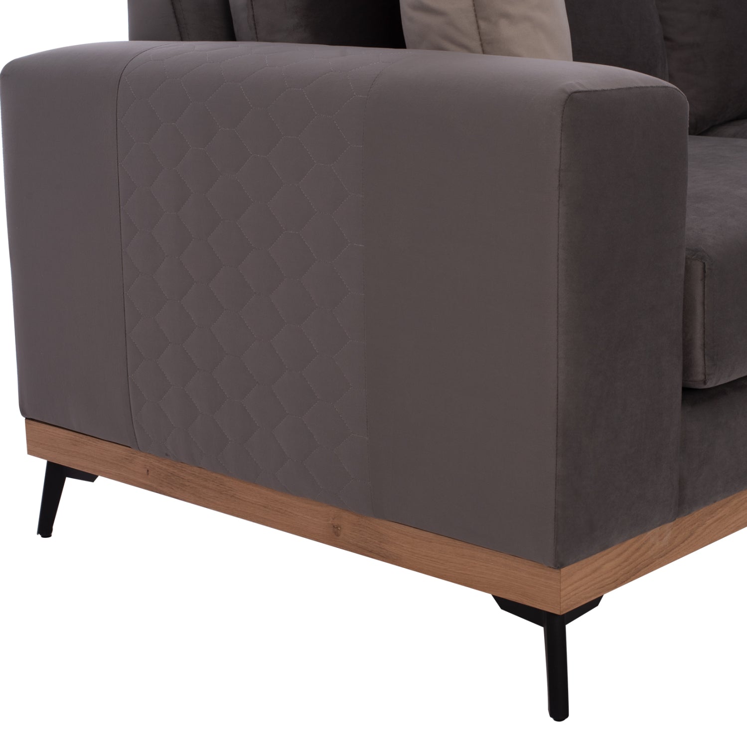 Диван десен ъглов, месина, сив, алексия, платена 290x240x94см