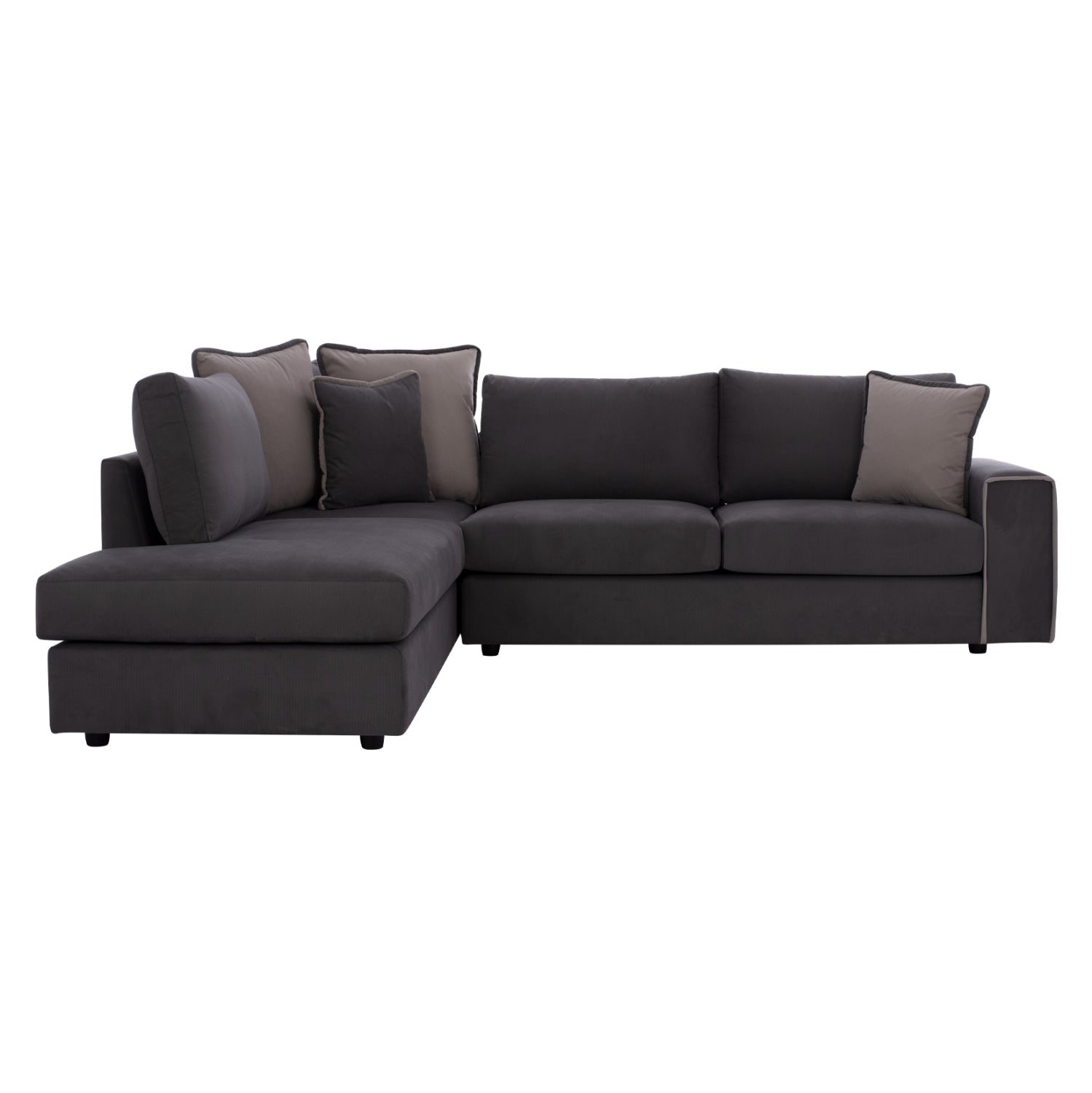 Ляв ъглов диван home сив alexia платена 270x225x90см