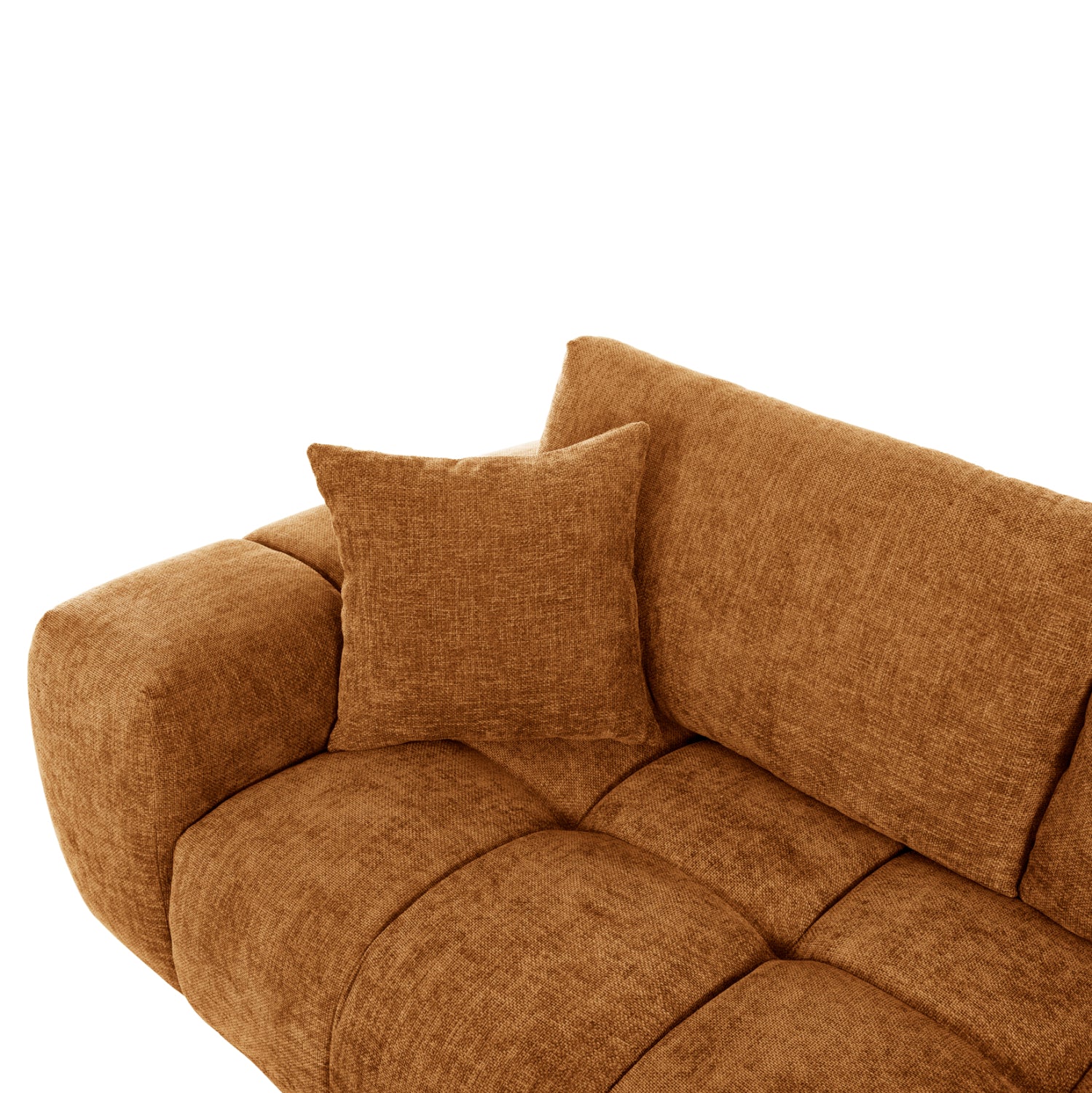 Ъглов диван (десен) Coven тухлено червен плат 298x102-208x85всм.