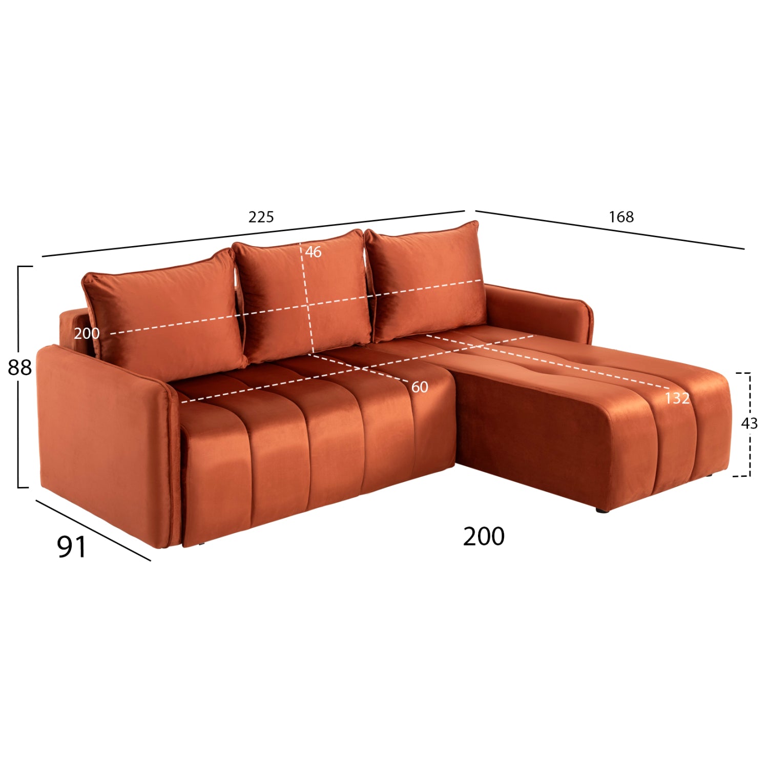 Ъглов диван пратон обратим ъгълоранжев цвят