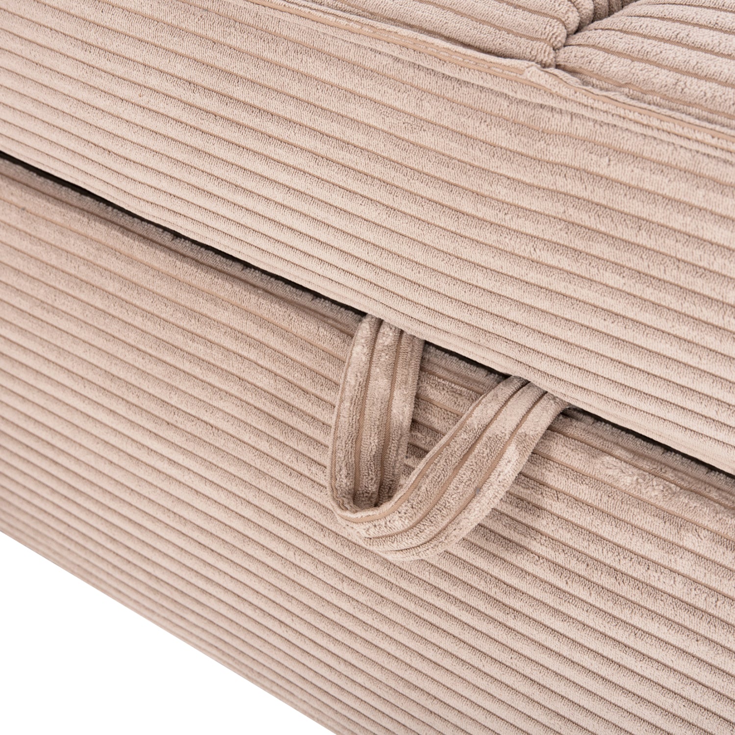 Ъглов (ляв) разтегащ диван ALDO с място за съхранение / бежов плат 256x91-159x87всм.