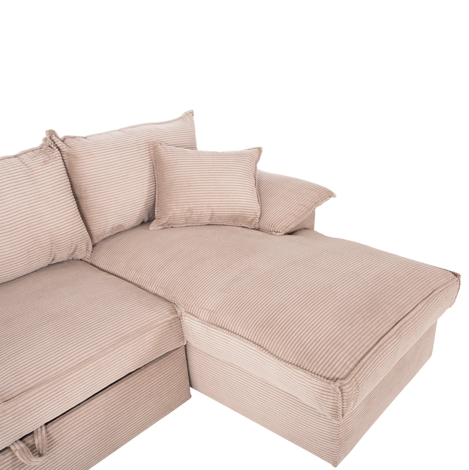 Ъглов диван Aлдо десен ъгъл бежов цвят 256x91-159x87