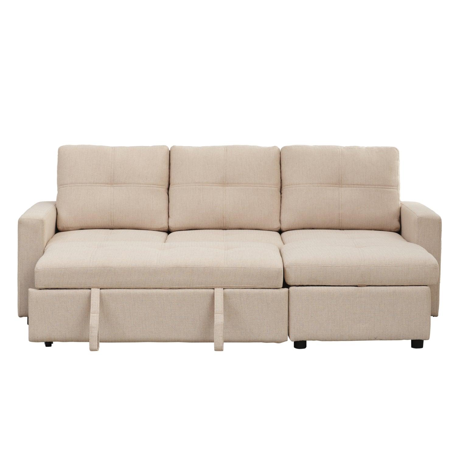 Ъглов разтегащ диван, обърнат, salino бежов плат, 213x132x87см