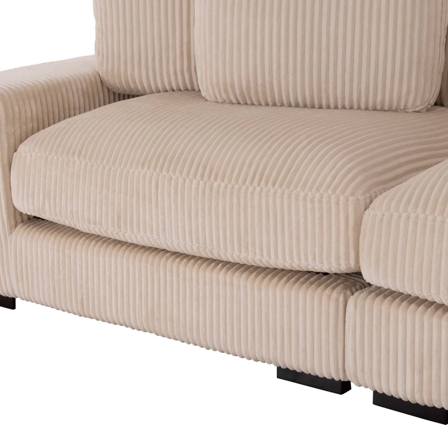 Десен ъглов диван Cranfield бежови раирани с платове 313x169(ъгъл)x80всм.