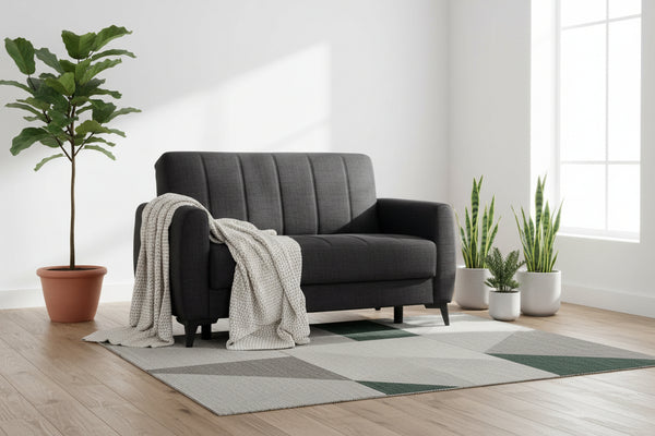 Разтегателен диван с място за съхранение с дамаска сива  NIKKO  144x75x84см.