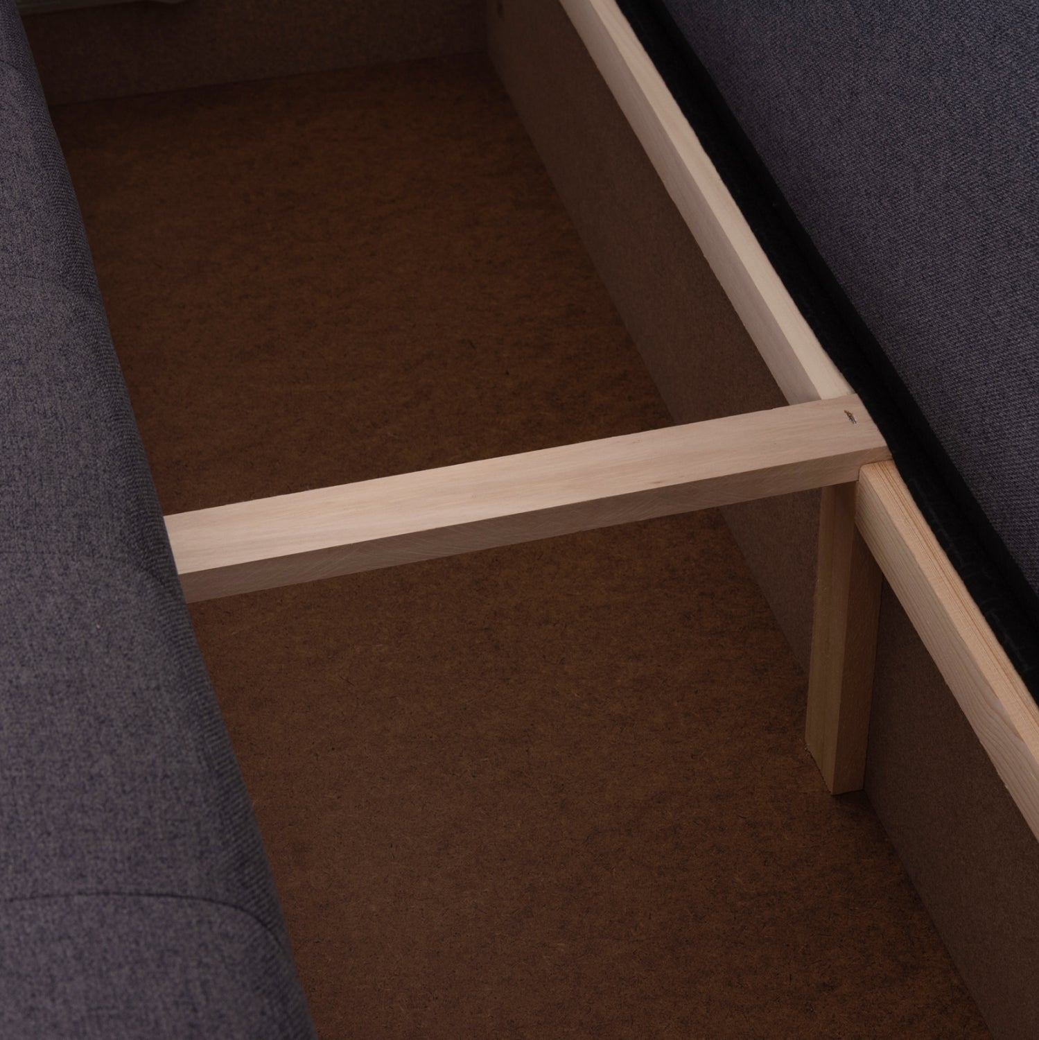 Ъглов разтегател с място за съхранение trendston сив плат 298x177x95cm