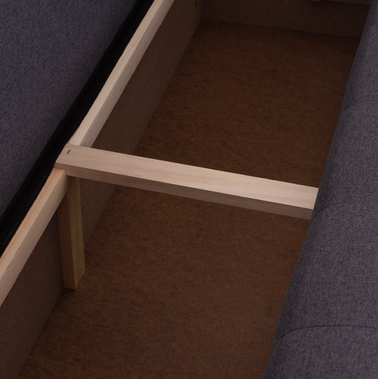 Ъглов разтегател с място за съхранение trendston сив плат 298x177x95cm