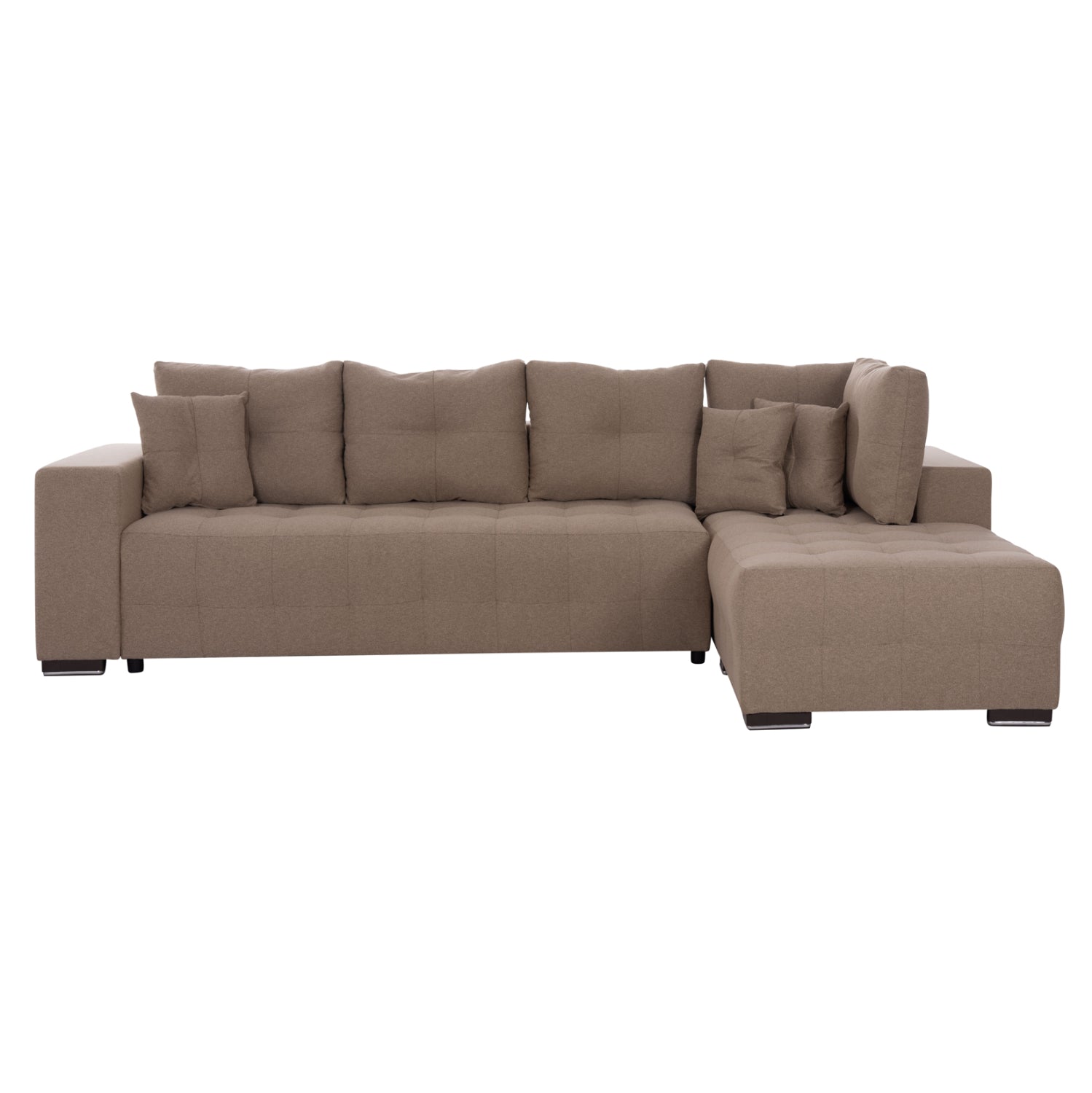 Ъглов разтегателен диван  с място за съхранение Trendston бежов плат 298x177x95cm