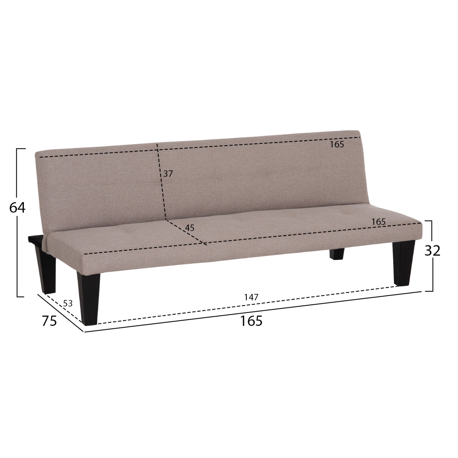 Триместен разтегаем диван Koro бежов изкуствена кожа 165x75x64см