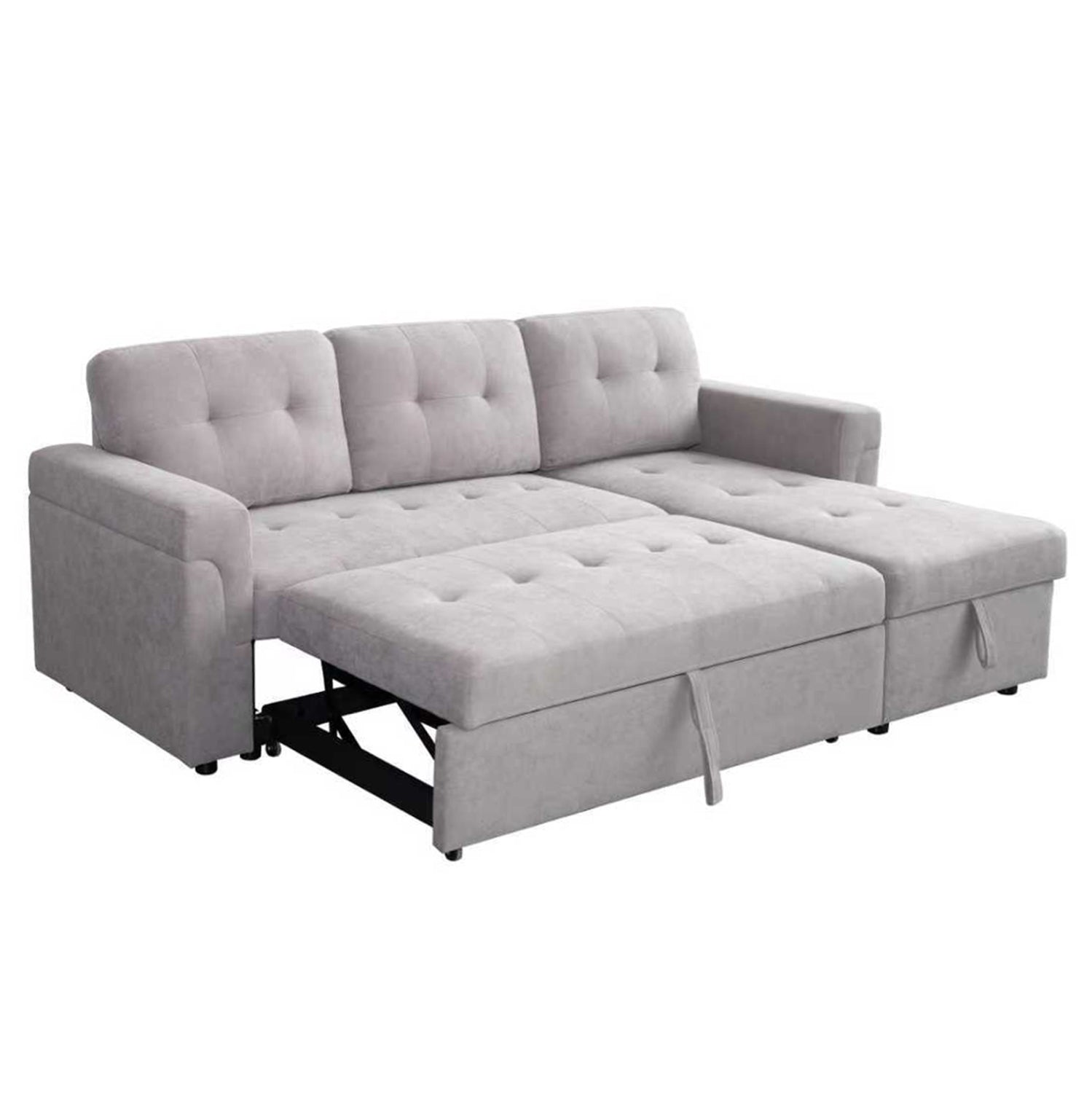 Ъглов разтегащ диван, обърнат, сив, платена 214x137x83см