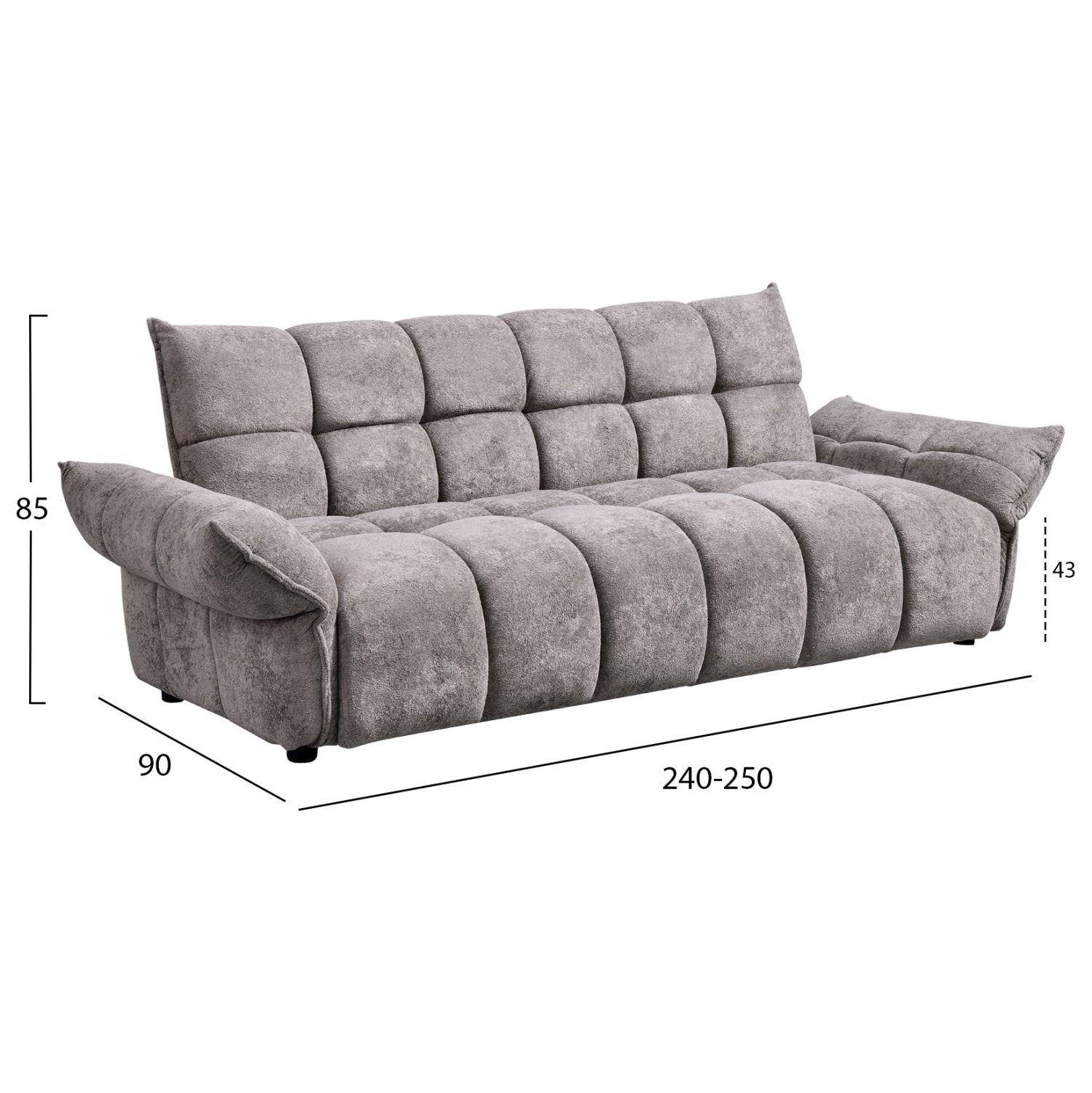 Разтегащ диван melu сив платеж -- седалка с джобни пружини 240-250x90x85всм.
