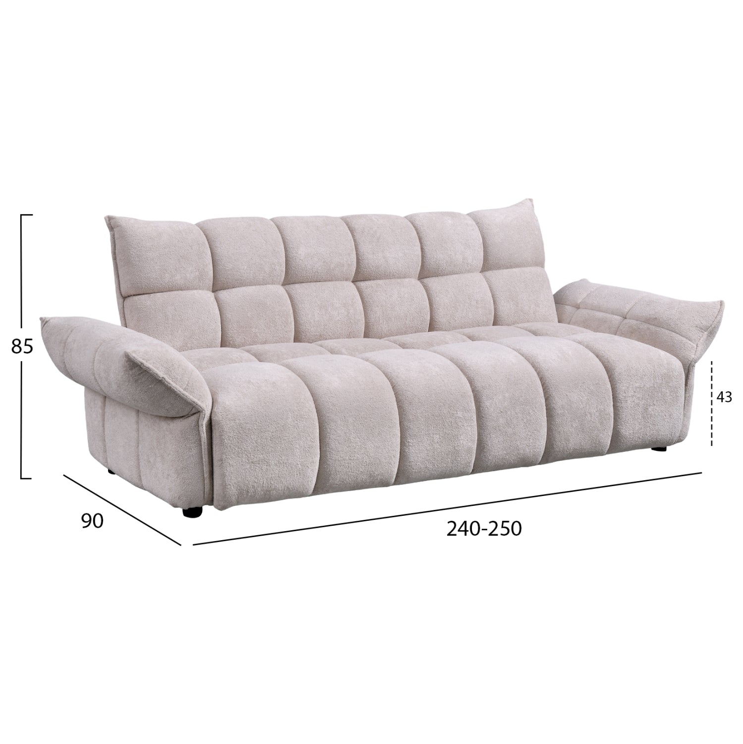 Разтегащ диван melu бежов плат -- седалка с джобни пружини 240-250x90x85всм.