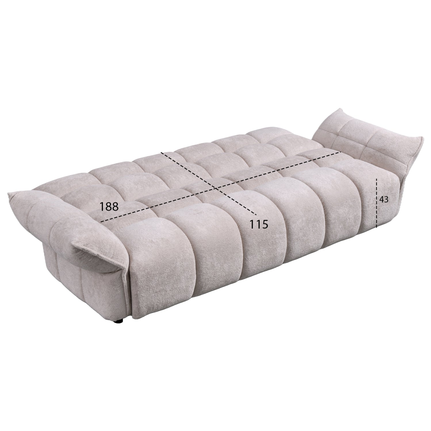 Разтегащ диван melu бежов плат -- седалка с джобни пружини 240-250x90x85всм.