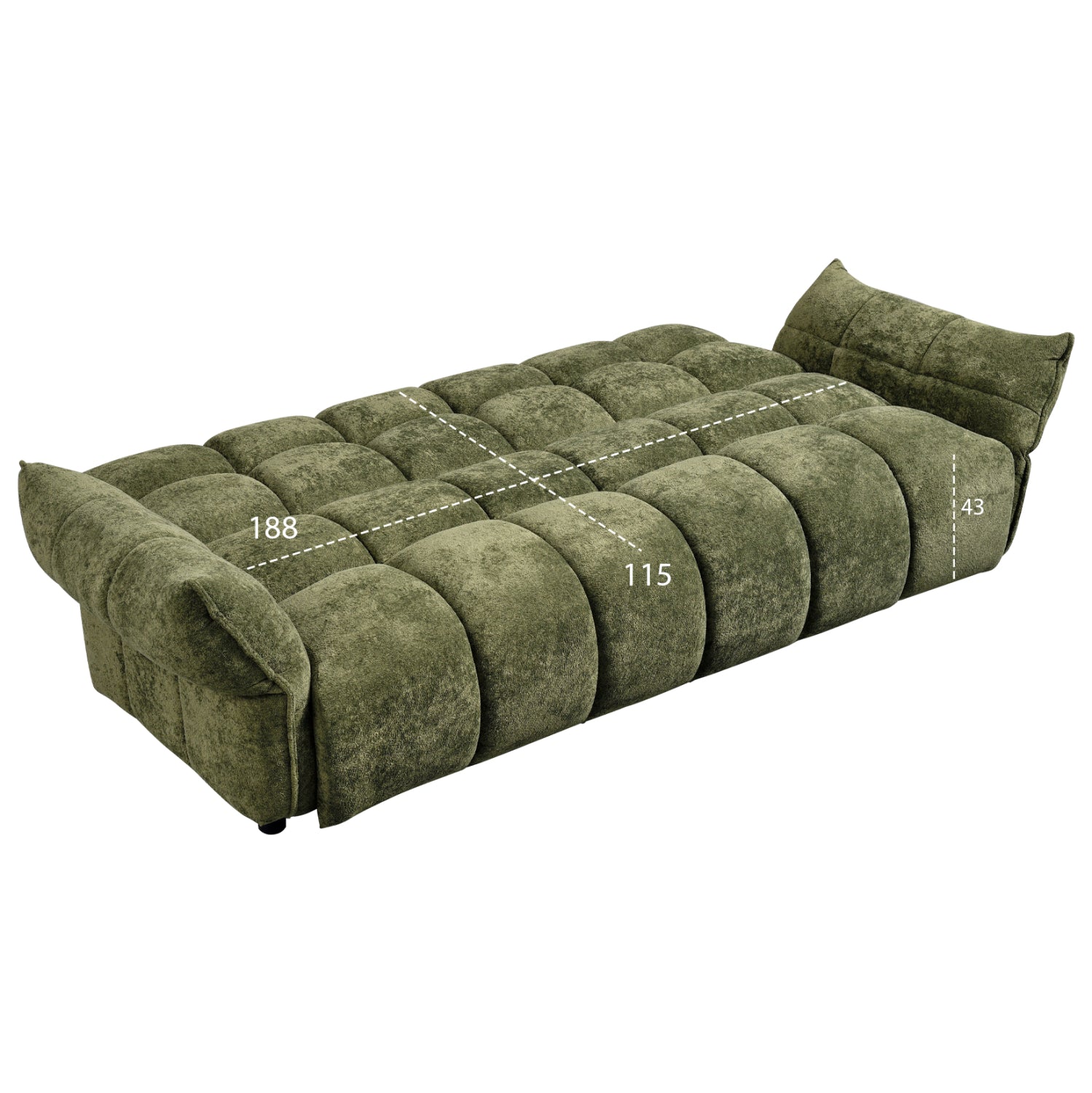 Разтегащ диван melu зелен плат -- седалка с джобни пружини 240-250x90x85всм.