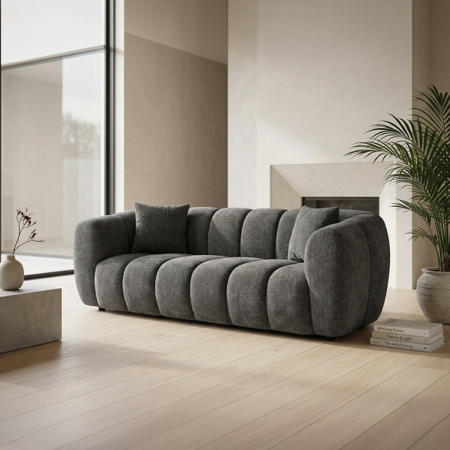Триместен диван, OPALE  сив  плат, 230x96x76всм.