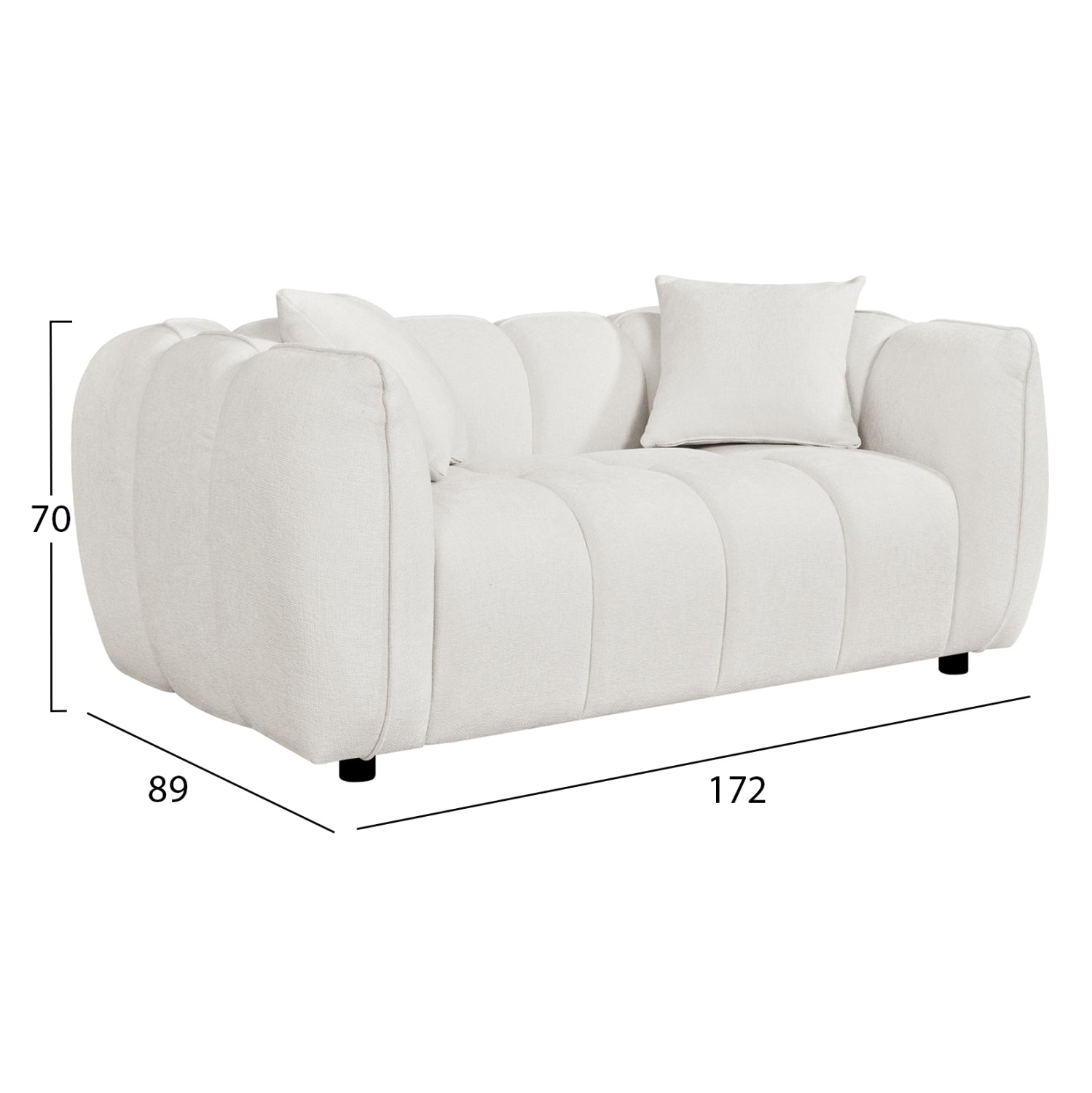 Диван 2 места lykke плат екрю 172x89x70hсм.