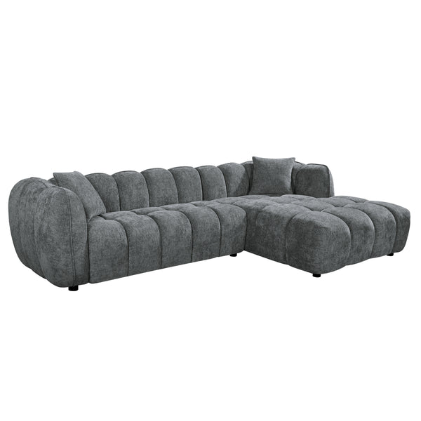 Ъглов диван (десен) LYKKE   сив дама 280x89-165(лежанка)x70cm.