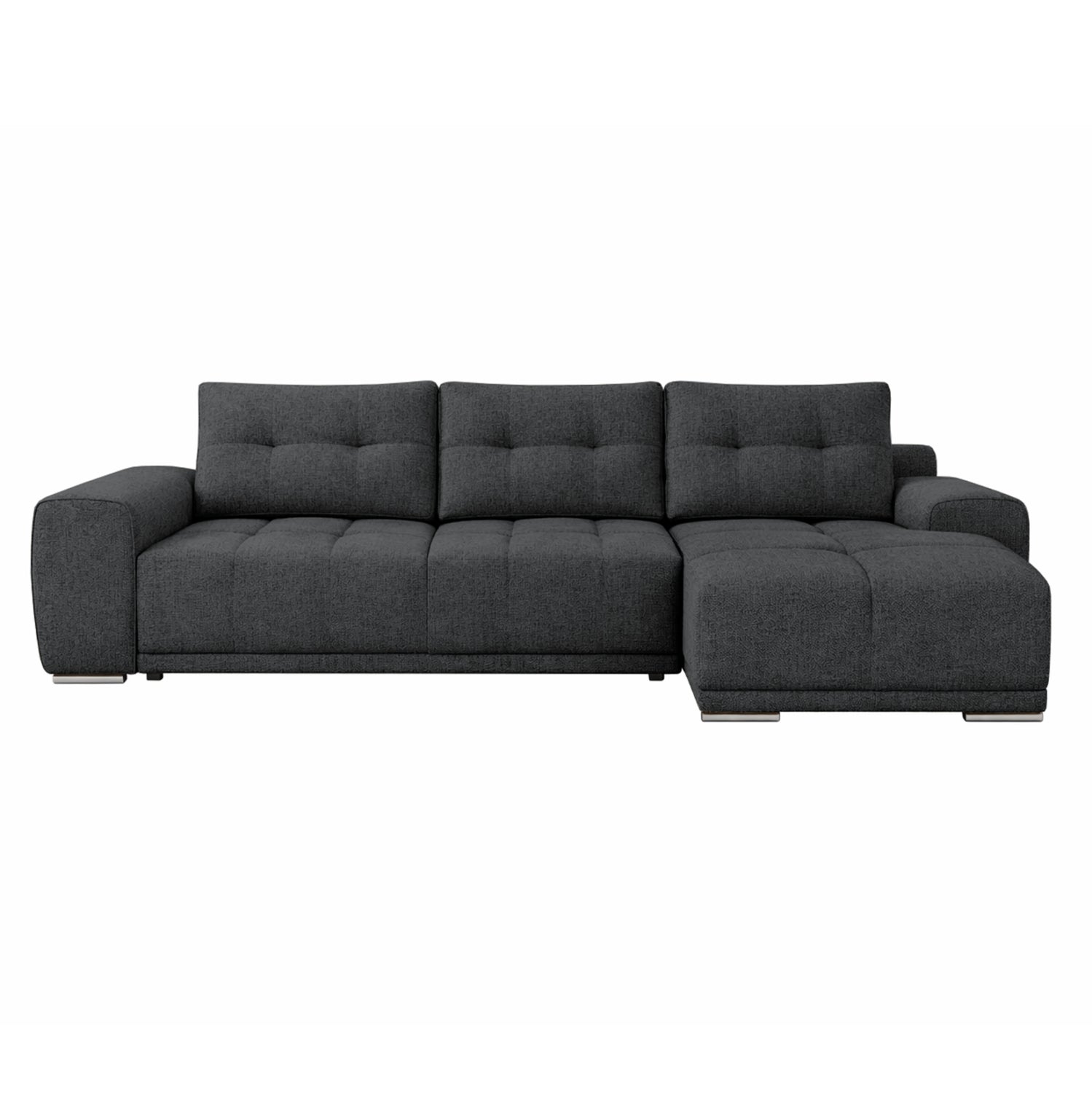 Разтегателен диван десен ъглов Comfyra сив плат 270x181x75см
