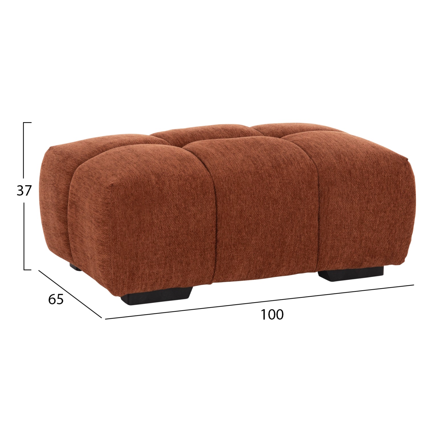 Табуретка за крака Coven, тухлена, червена, плат, 100x65x37 височинни см.